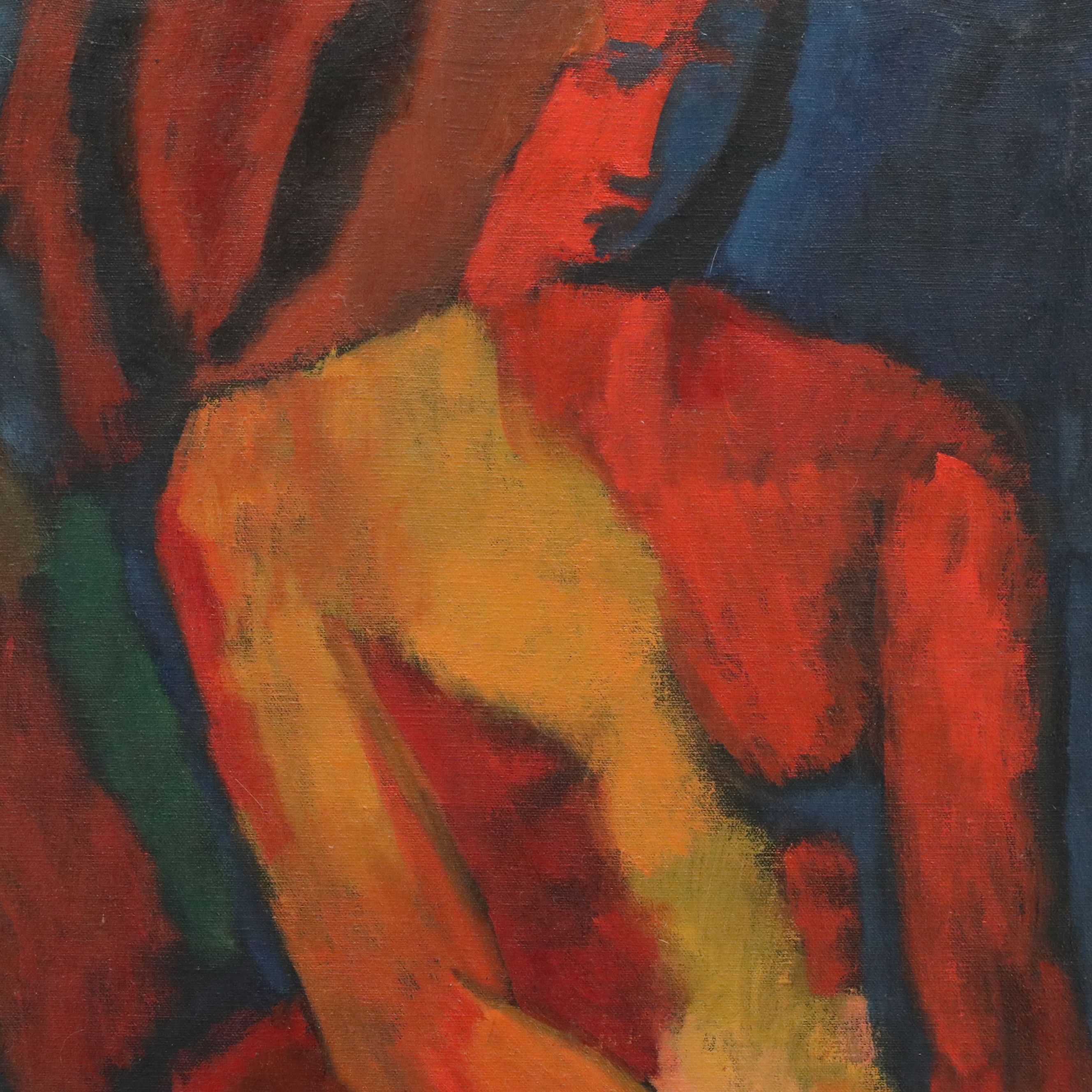Steigerwald Modernist Oil Figure Painting, 1962