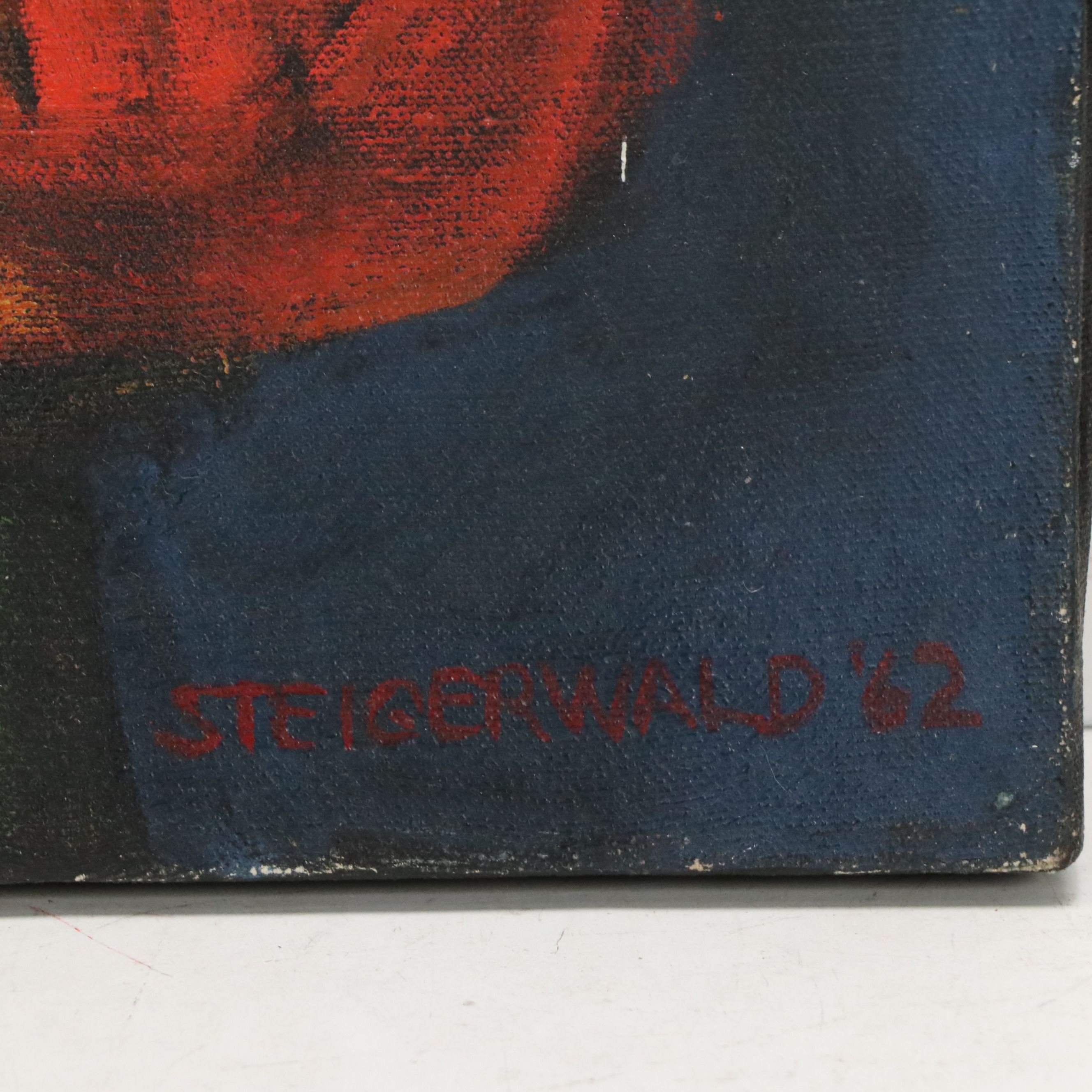 Steigerwald Modernist Oil Figure Painting, 1962