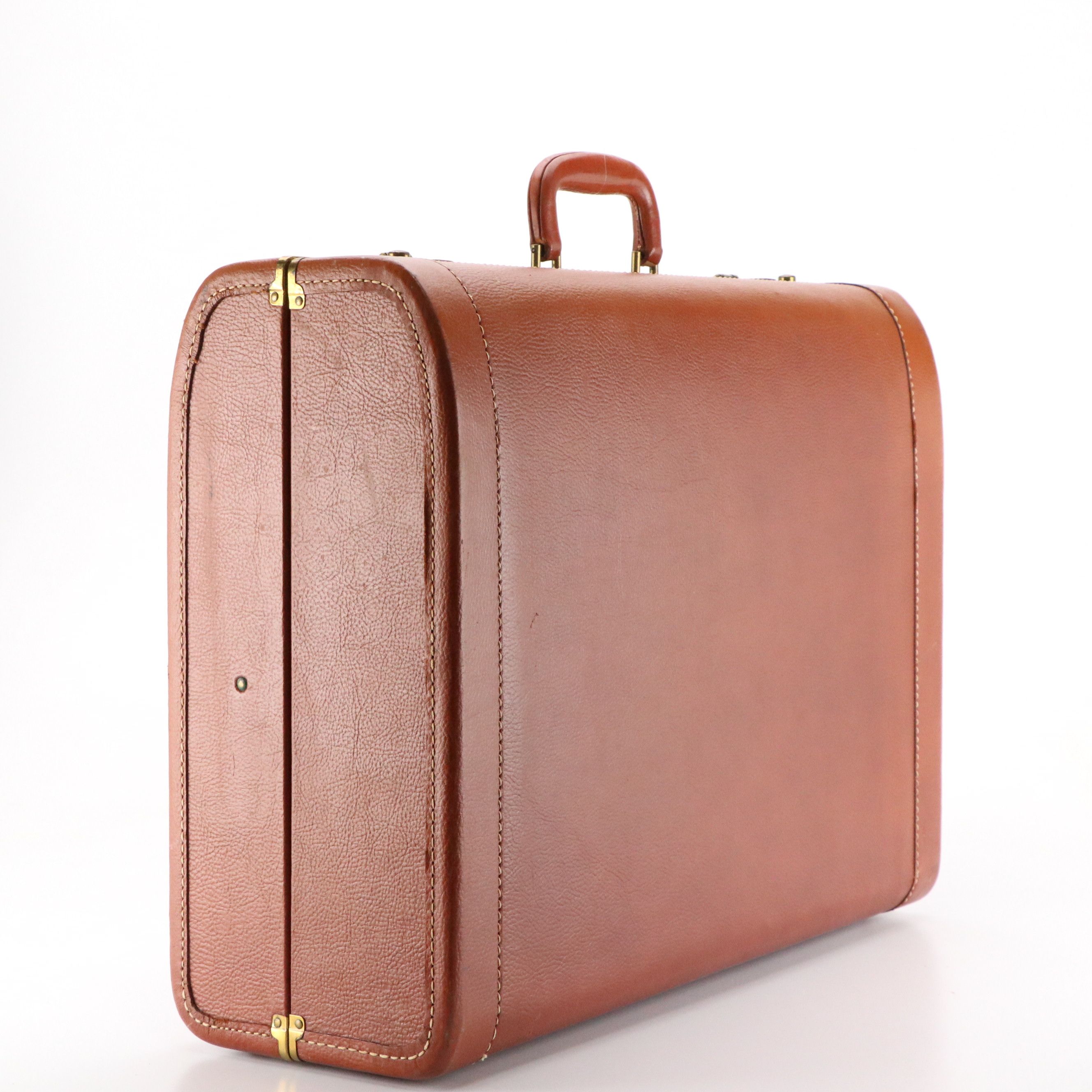 Vintage Cape-Way Top Handle Suitcase in Brown Leather
