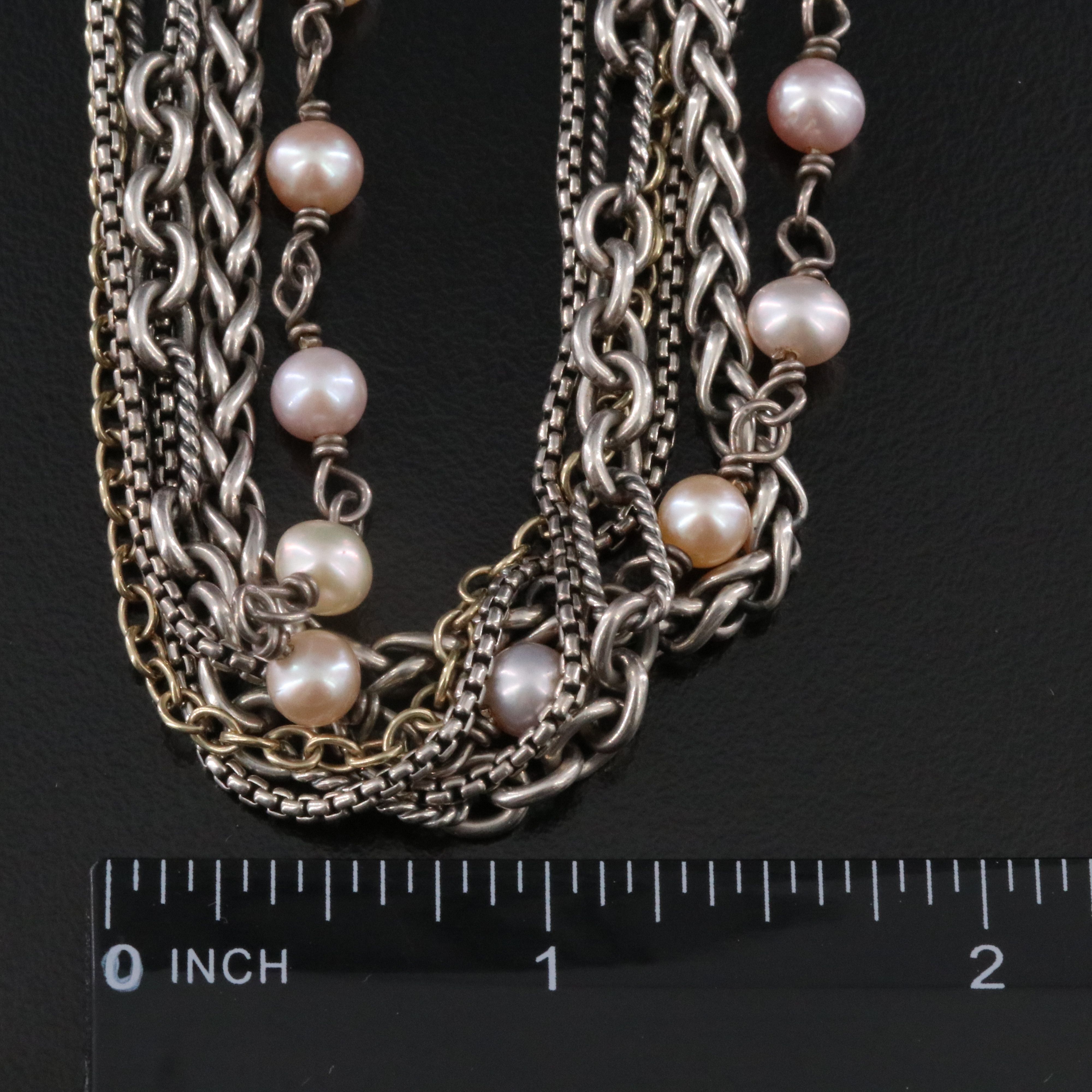 David Yurman Sterling, 18K and Pearl Multi-Strand Necklace
