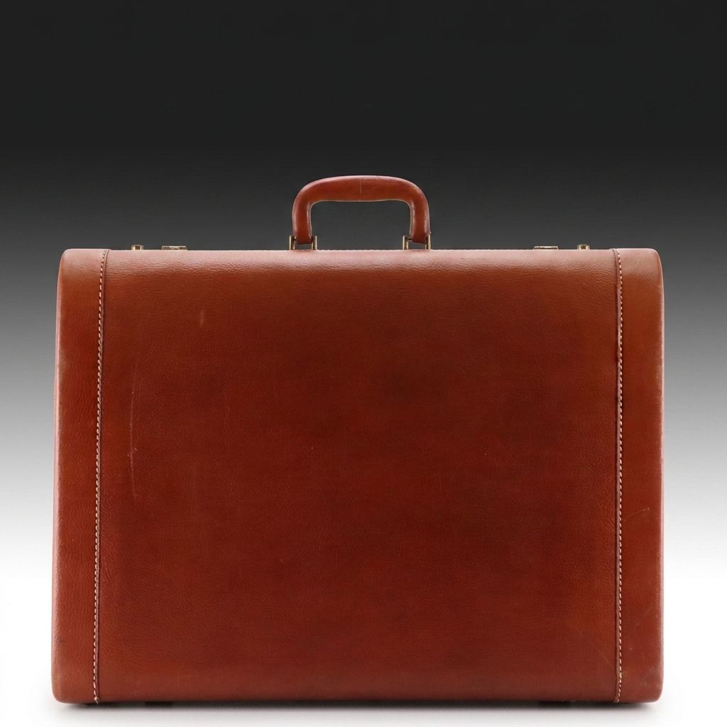 Vintage Cape-Way Top Handle Suitcase in Brown Leather