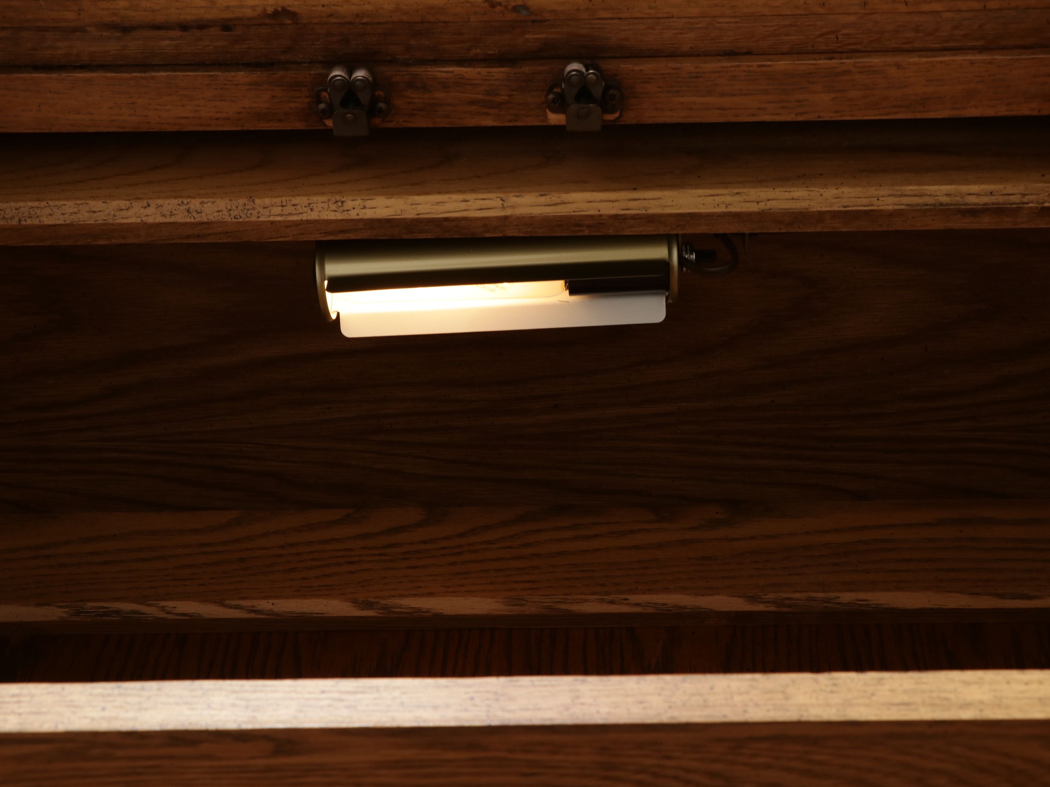 Brutalist Influenced Oak Two-Piece China Cabinet with Parquetry Accents