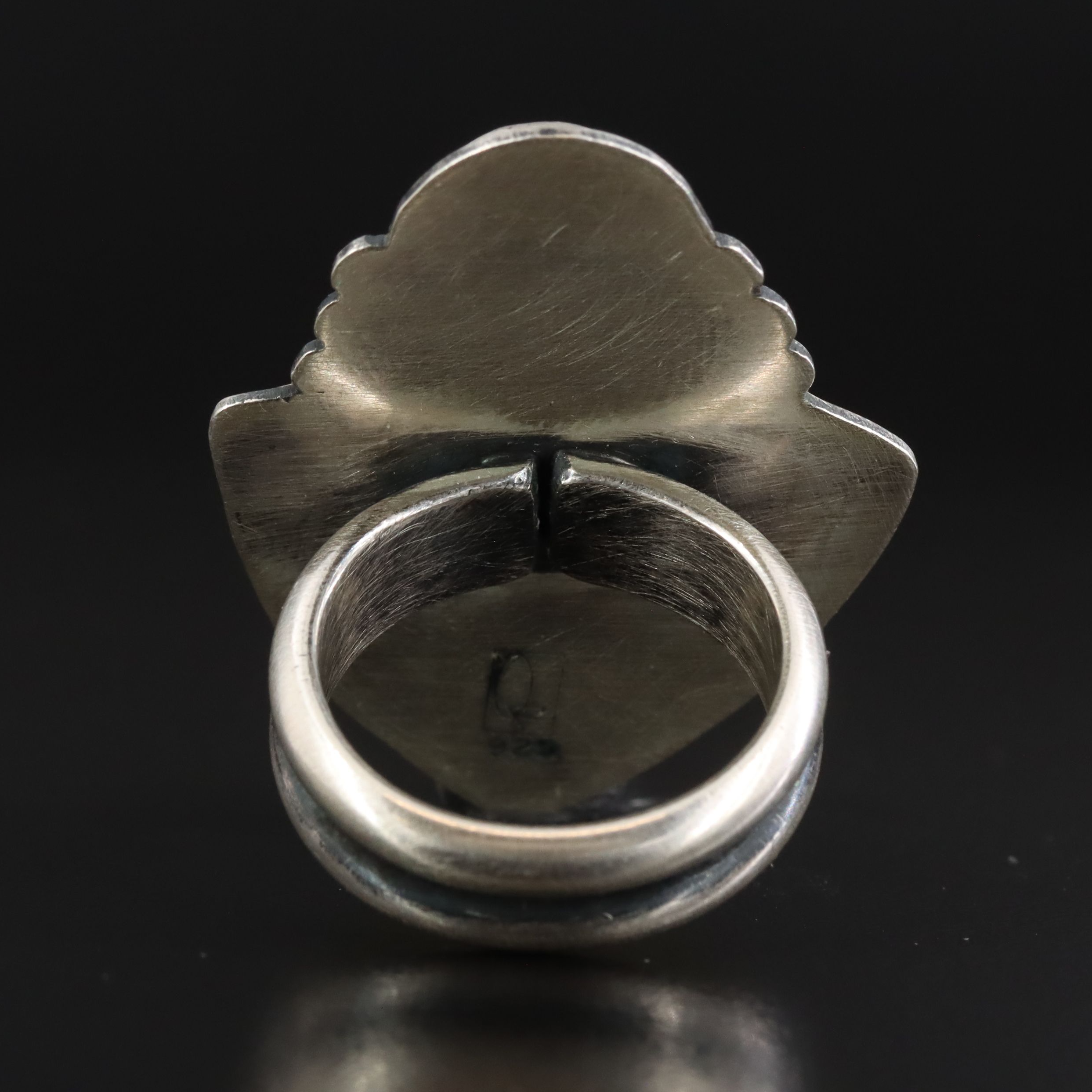 Artist Signed Modernist Sterling Chalcedony and Lapis Lazuli Ring