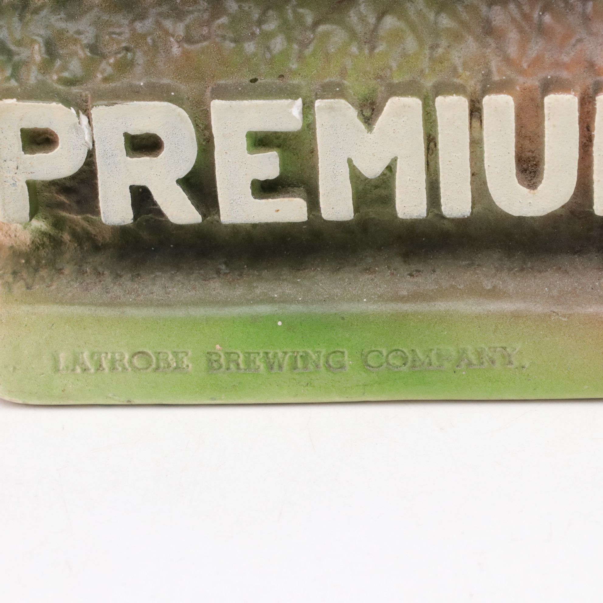 Rolling Rock Beer Chalkware Bar Back Statue, Mid-20th Century