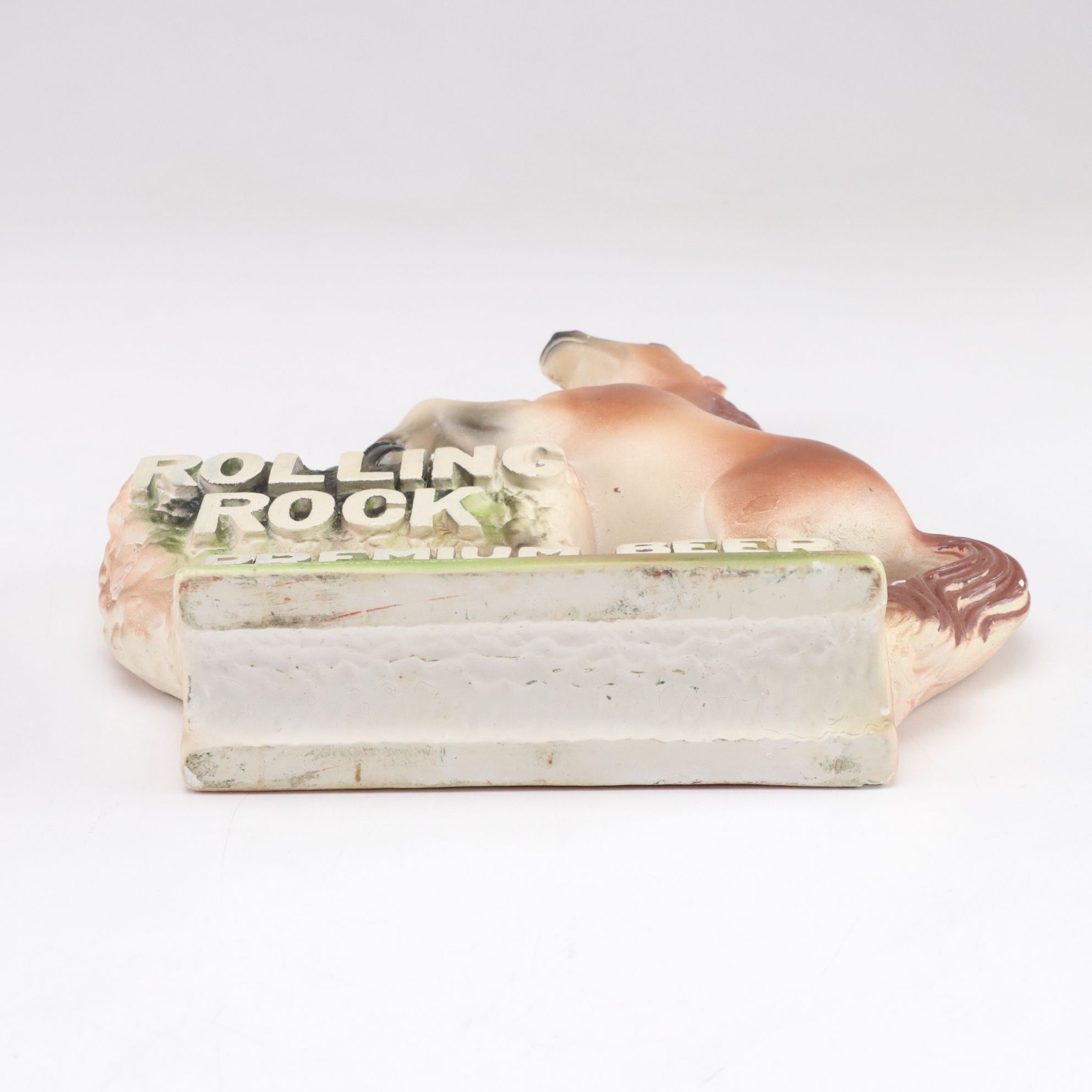 Rolling Rock Beer Chalkware Bar Back Statue, Mid-20th Century