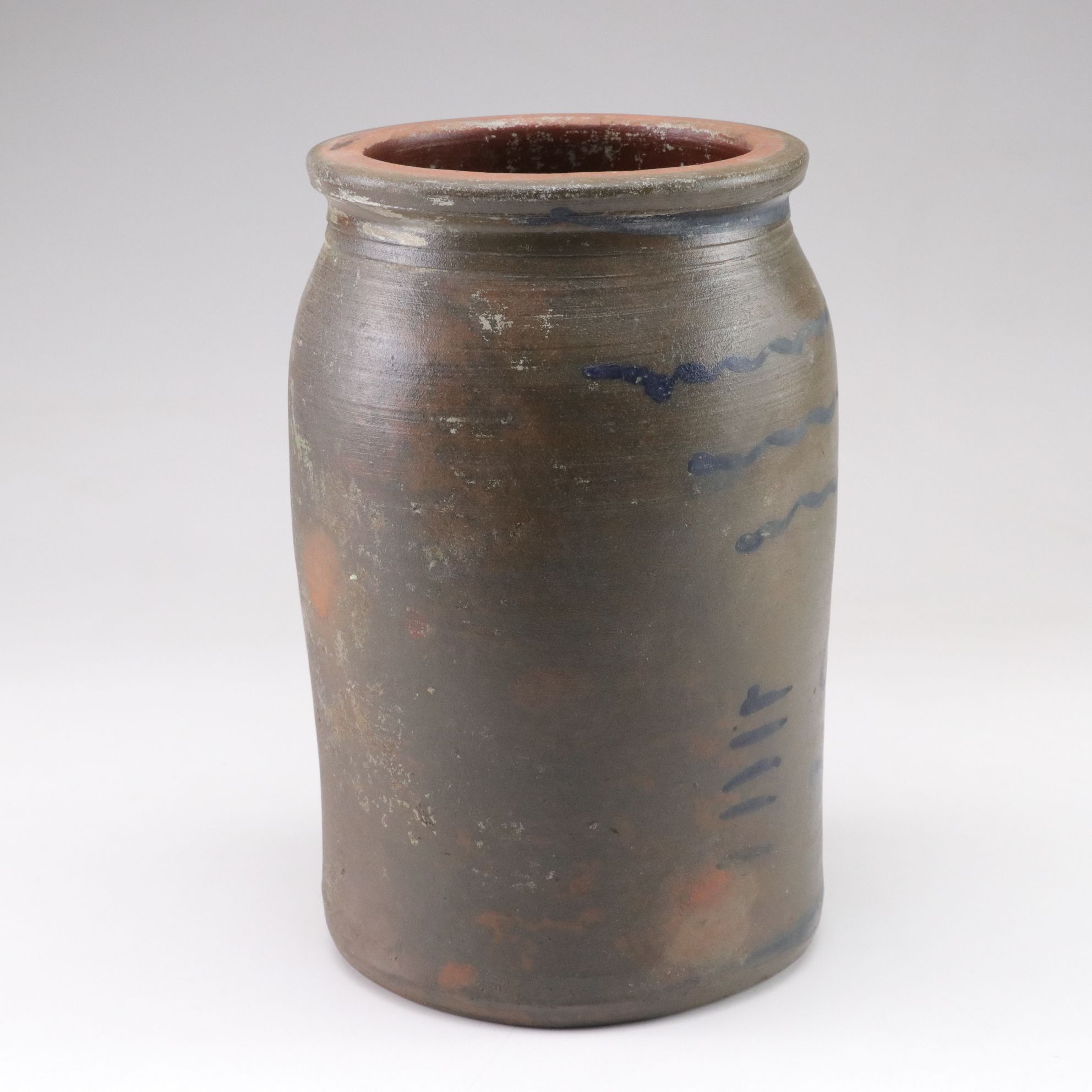 Salt Glazed Redware Two-Gallon Crock, Late 19th to Early 20th Century