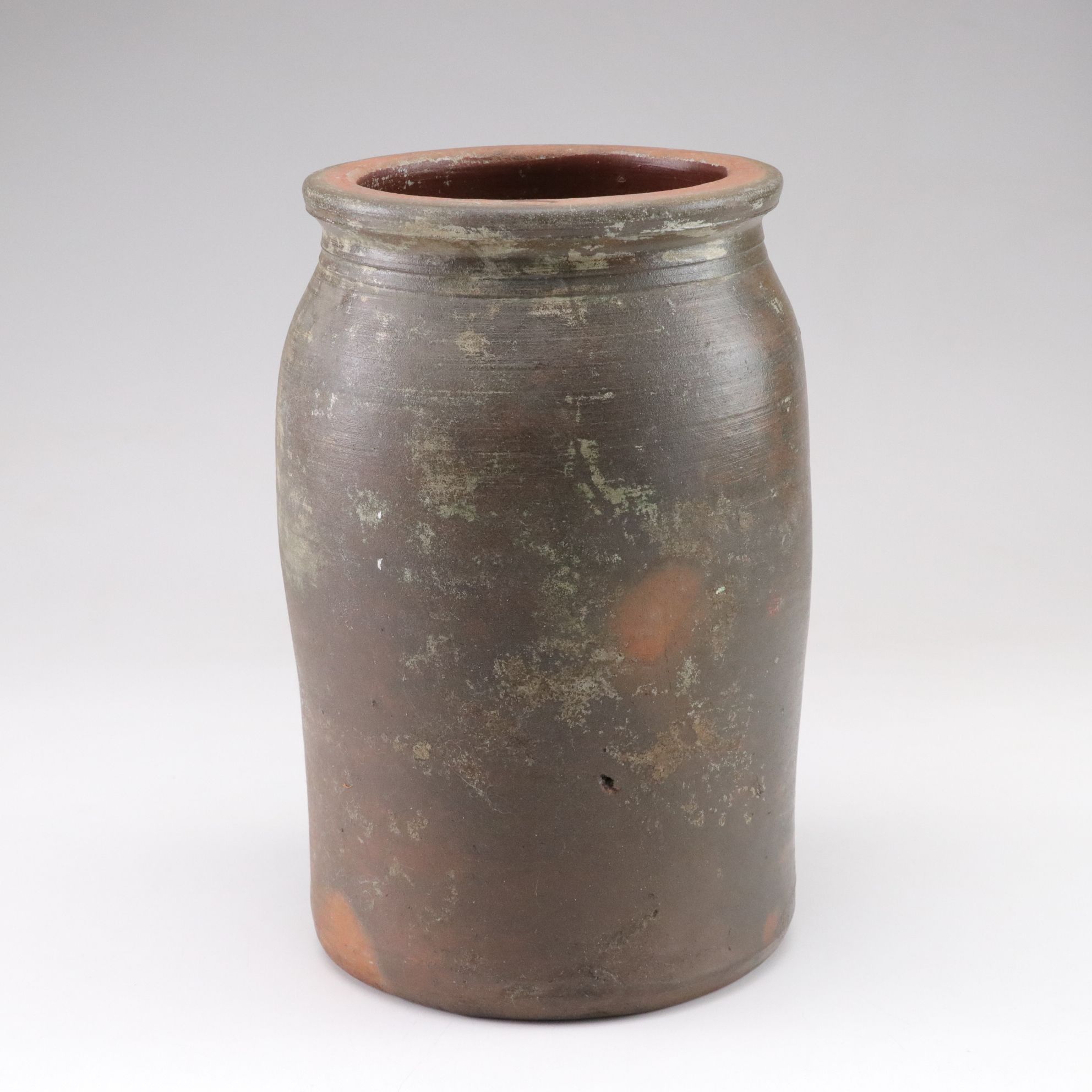 Salt Glazed Redware Two-Gallon Crock, Late 19th to Early 20th Century