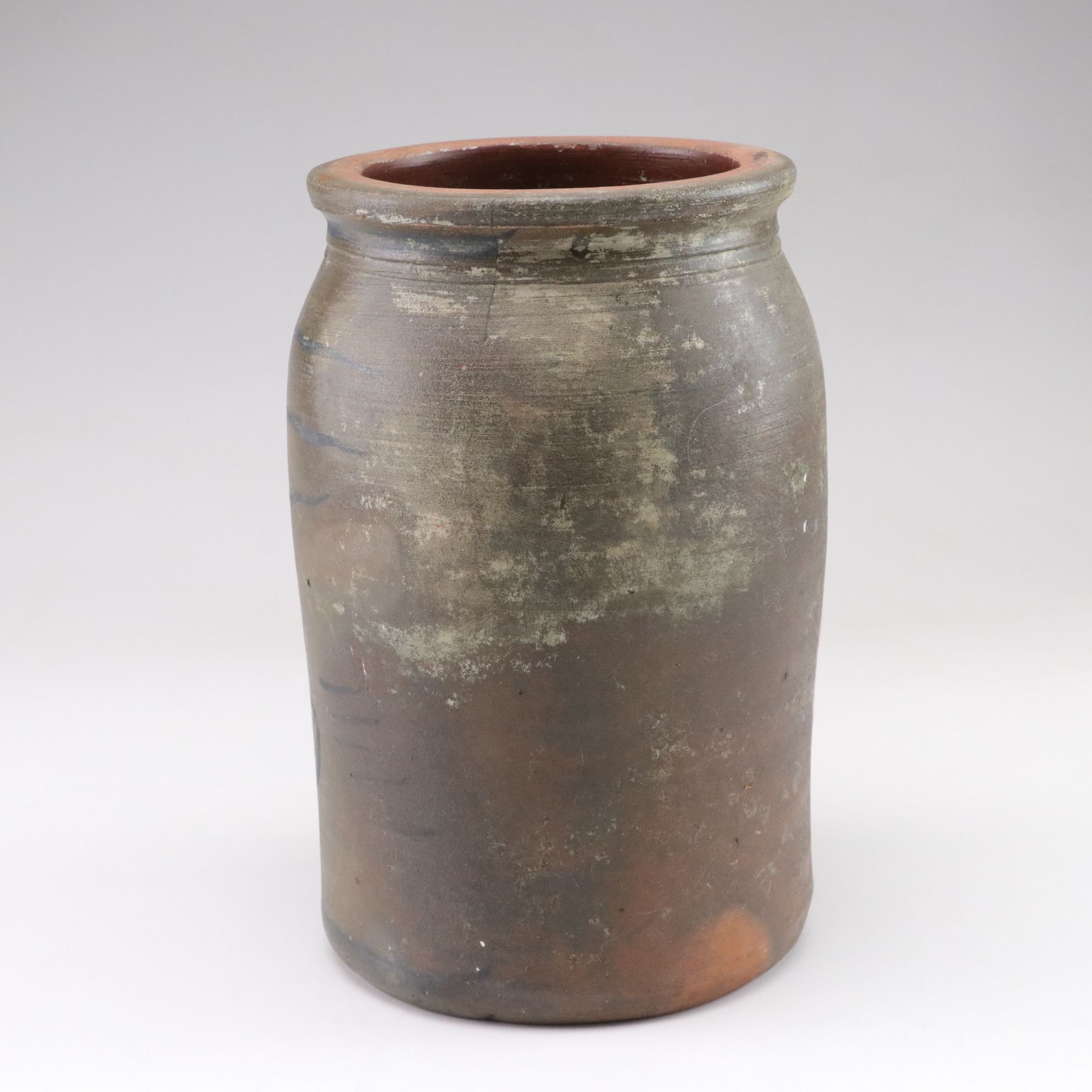 Salt Glazed Redware Two-Gallon Crock, Late 19th to Early 20th Century