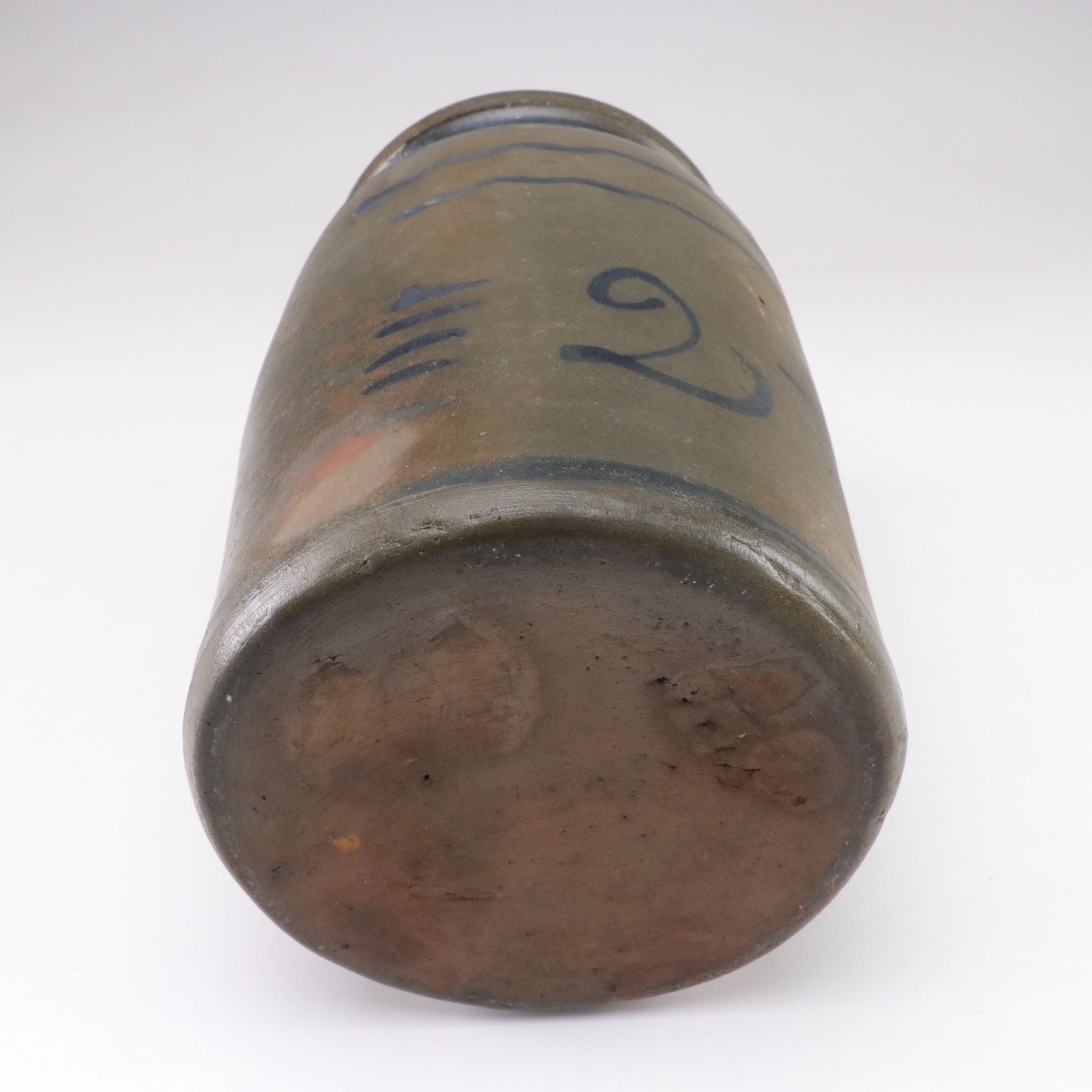 Salt Glazed Redware Two-Gallon Crock, Late 19th to Early 20th Century