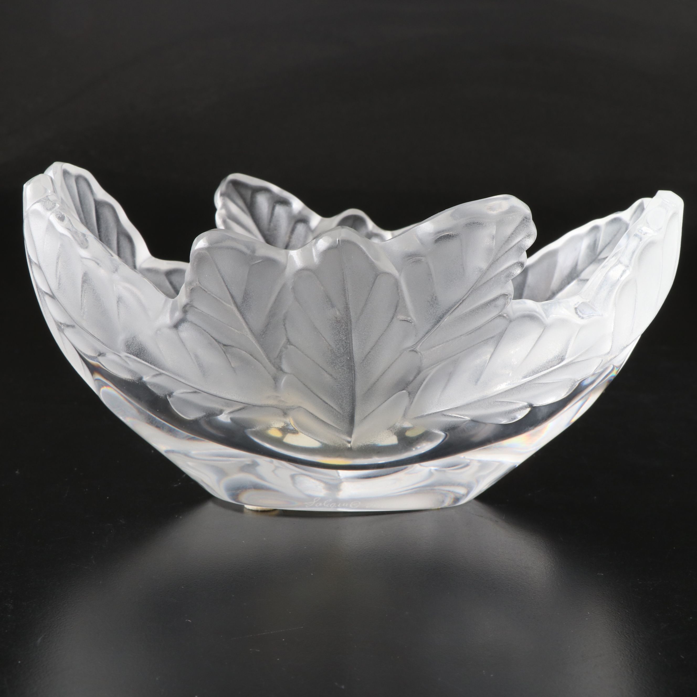 Lalique "Compiegne" Frosted and Clear Crystal Bowl