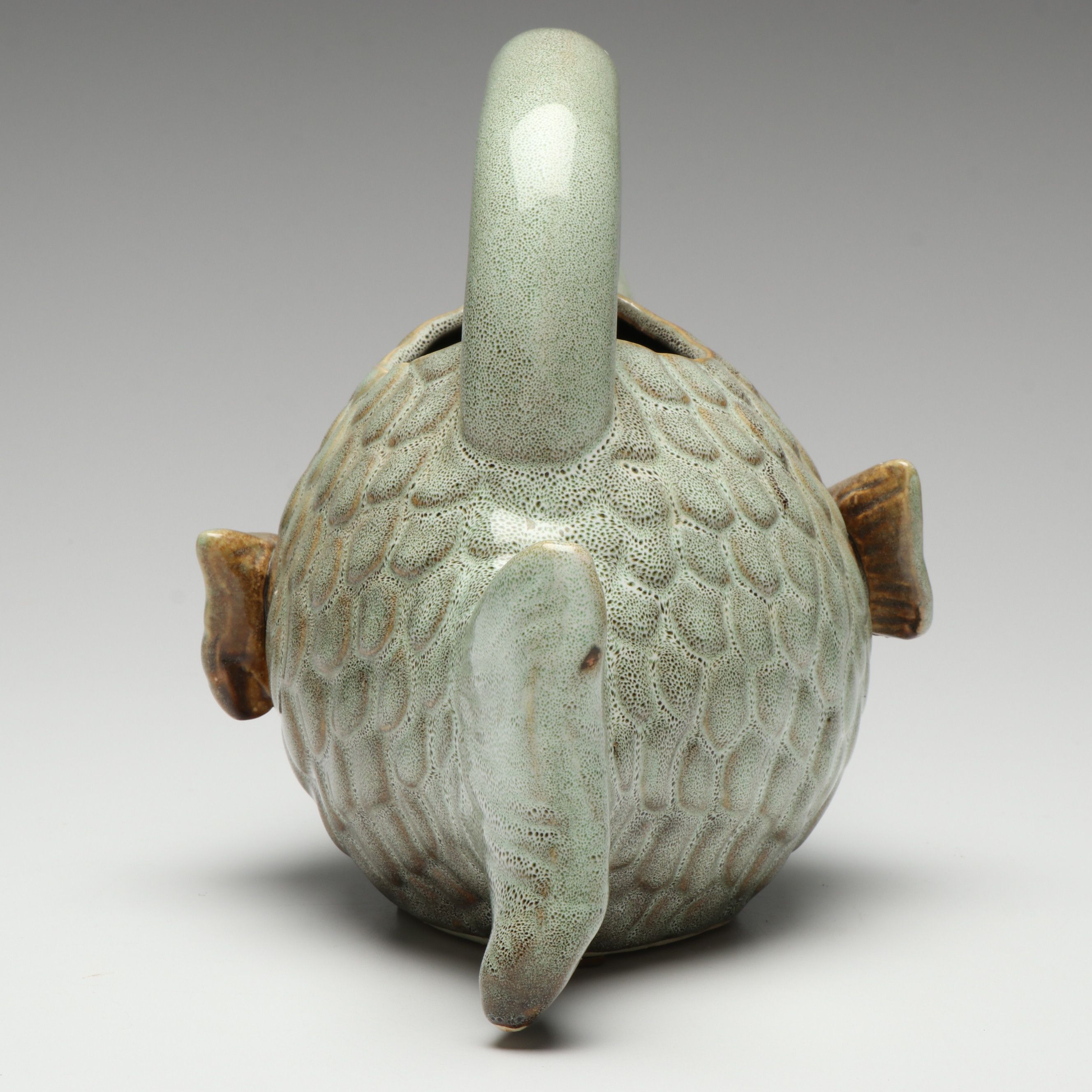 Seafoam Glazed Stoneware Gurgle Fish Pitcher