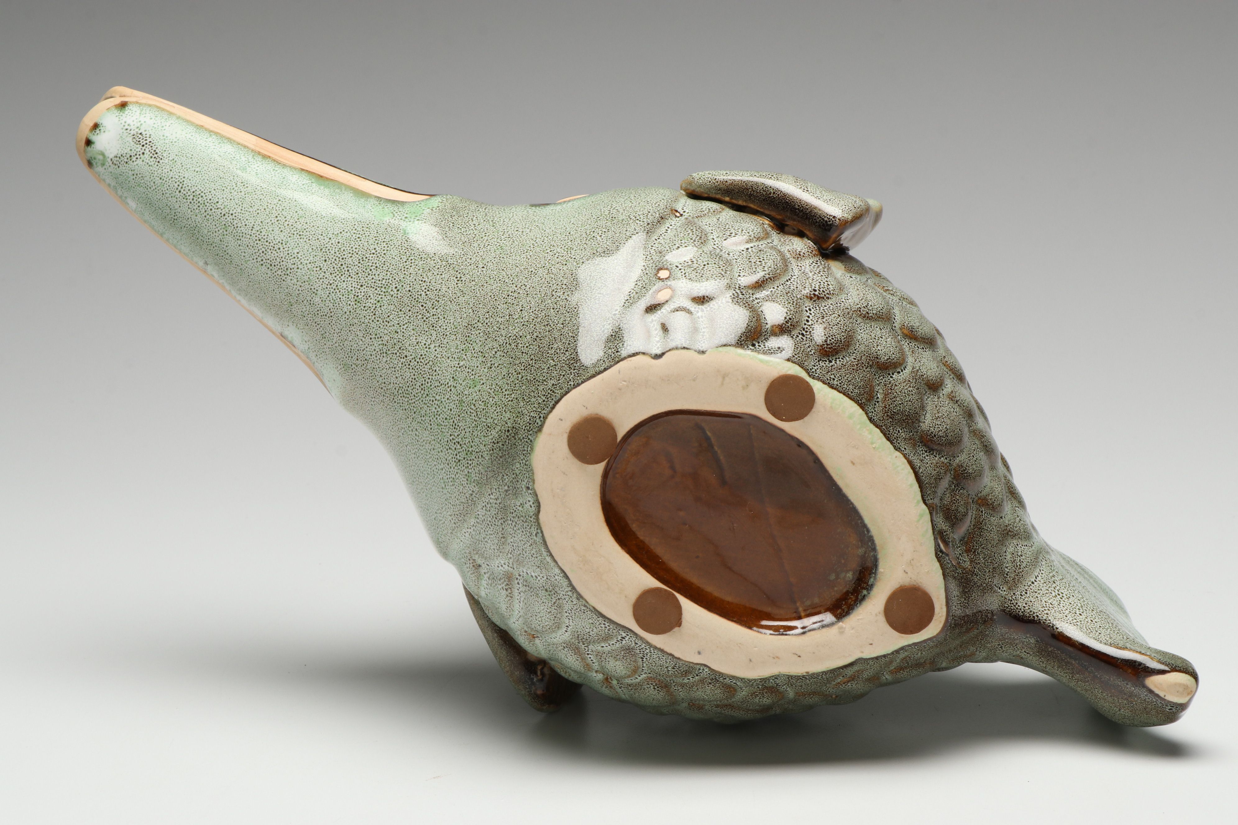 Seafoam Glazed Stoneware Gurgle Fish Pitcher
