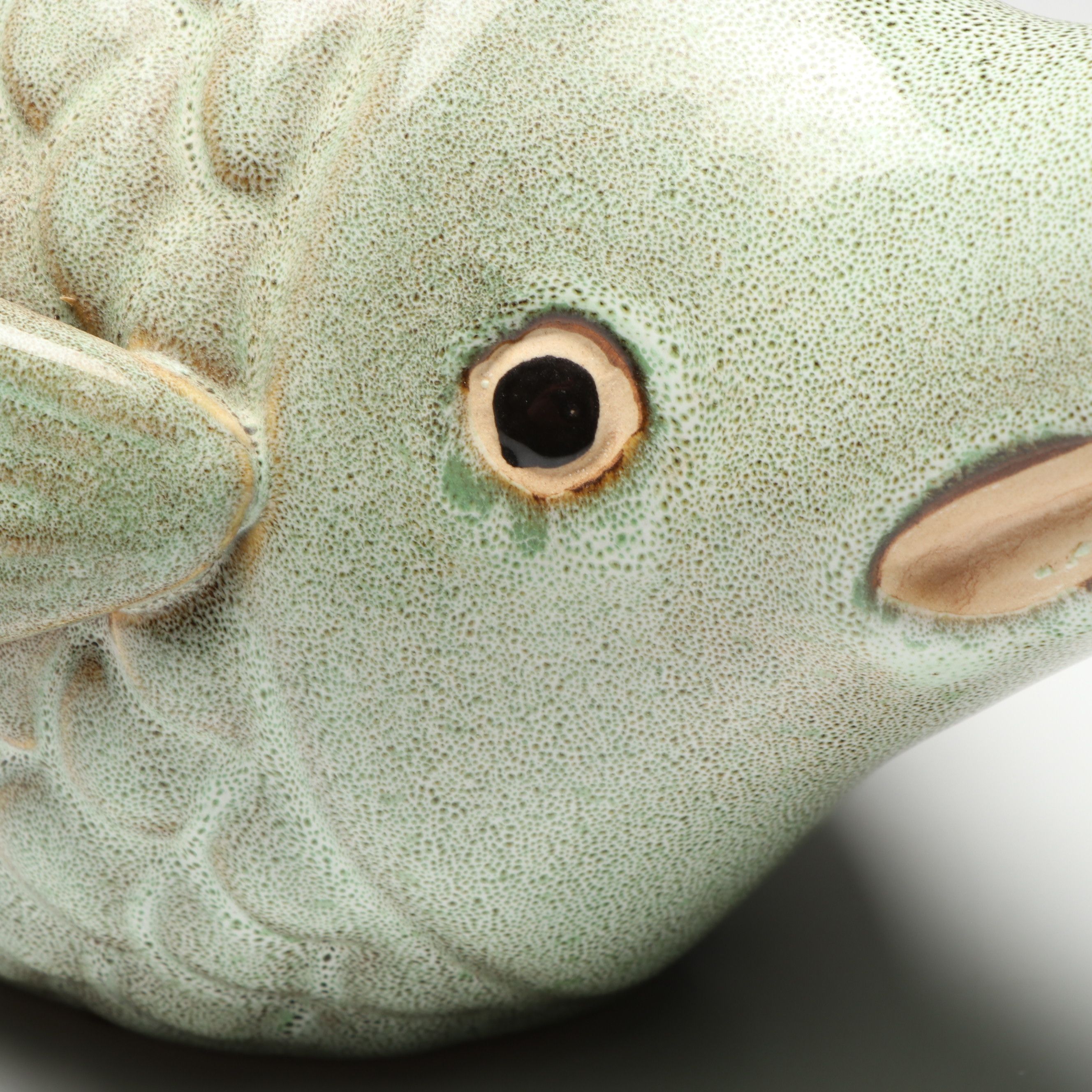 Seafoam Glazed Stoneware Gurgle Fish Pitcher