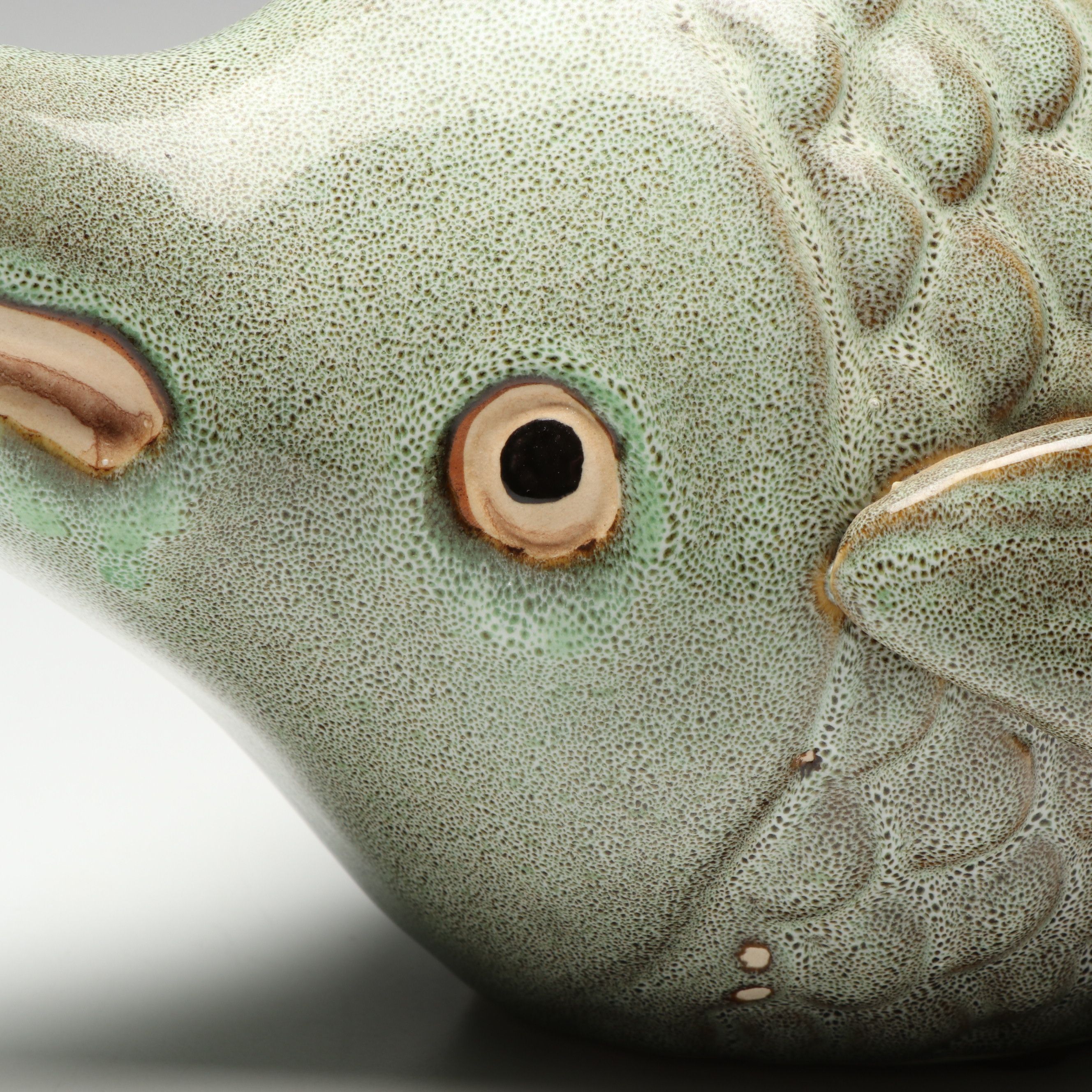 Seafoam Glazed Stoneware Gurgle Fish Pitcher