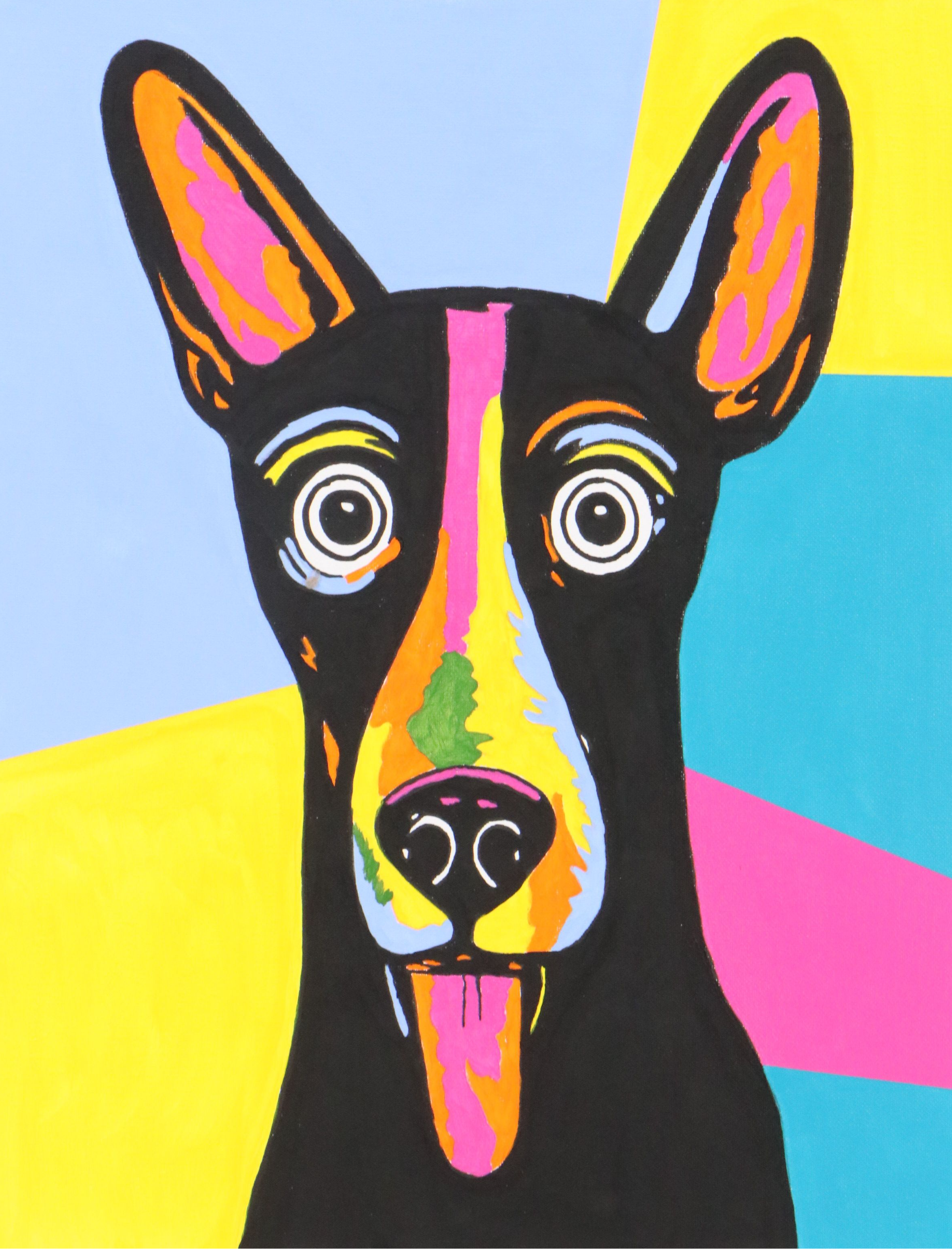 deSanto Modernist Acrylic Painting of Dog