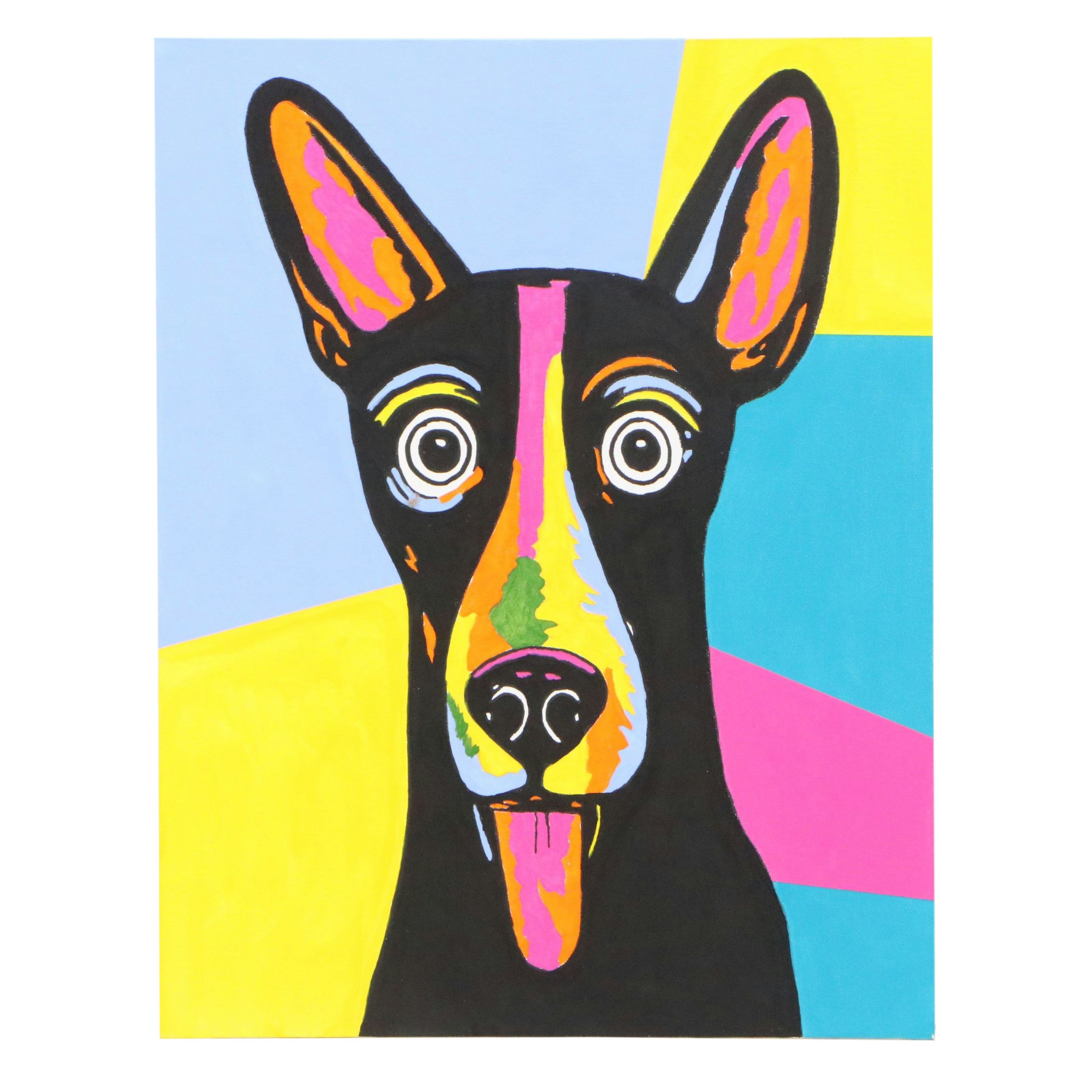 deSanto Modernist Acrylic Painting of Dog