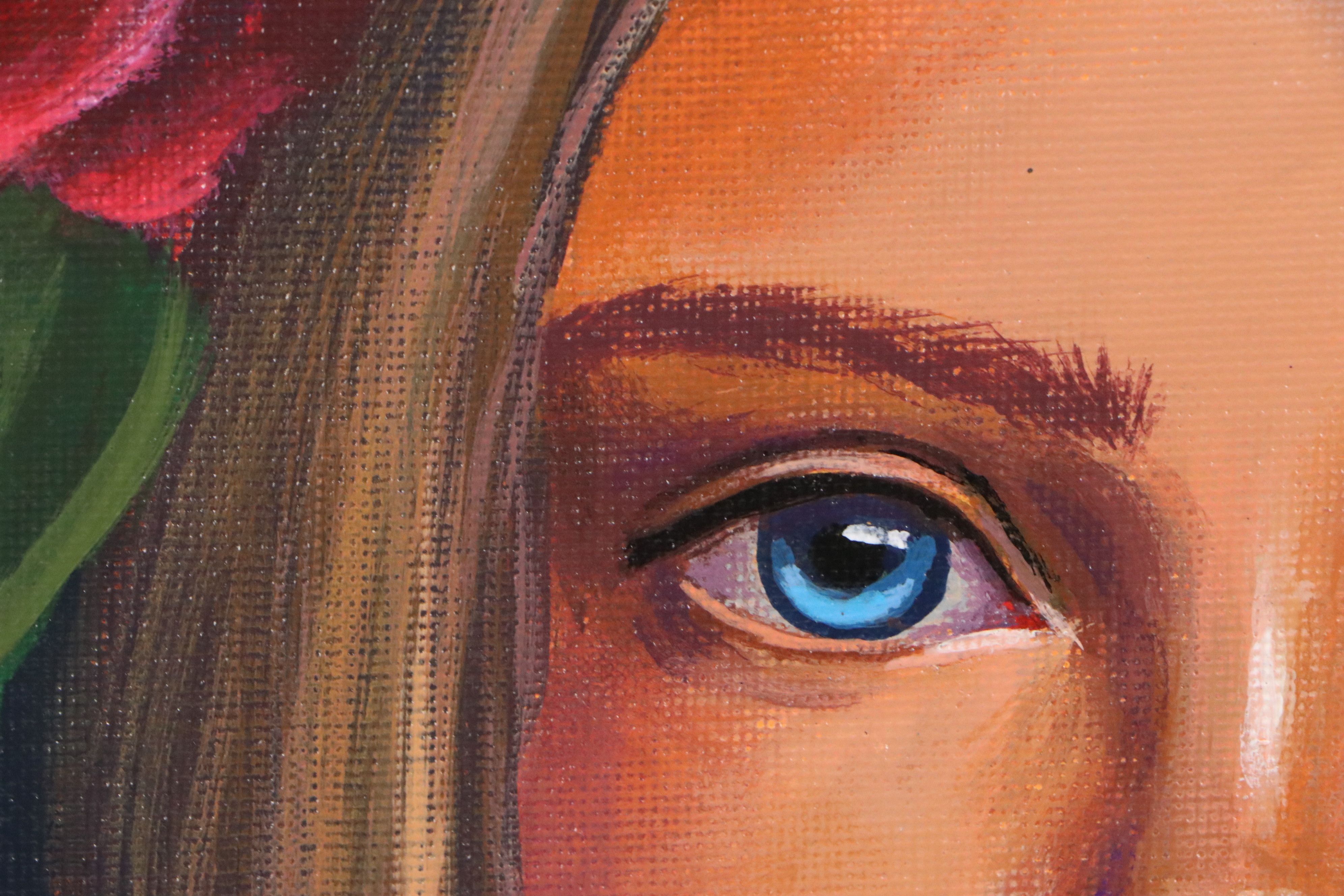 Loana Lopez Oil Portrait Painting of Girl with Macaw