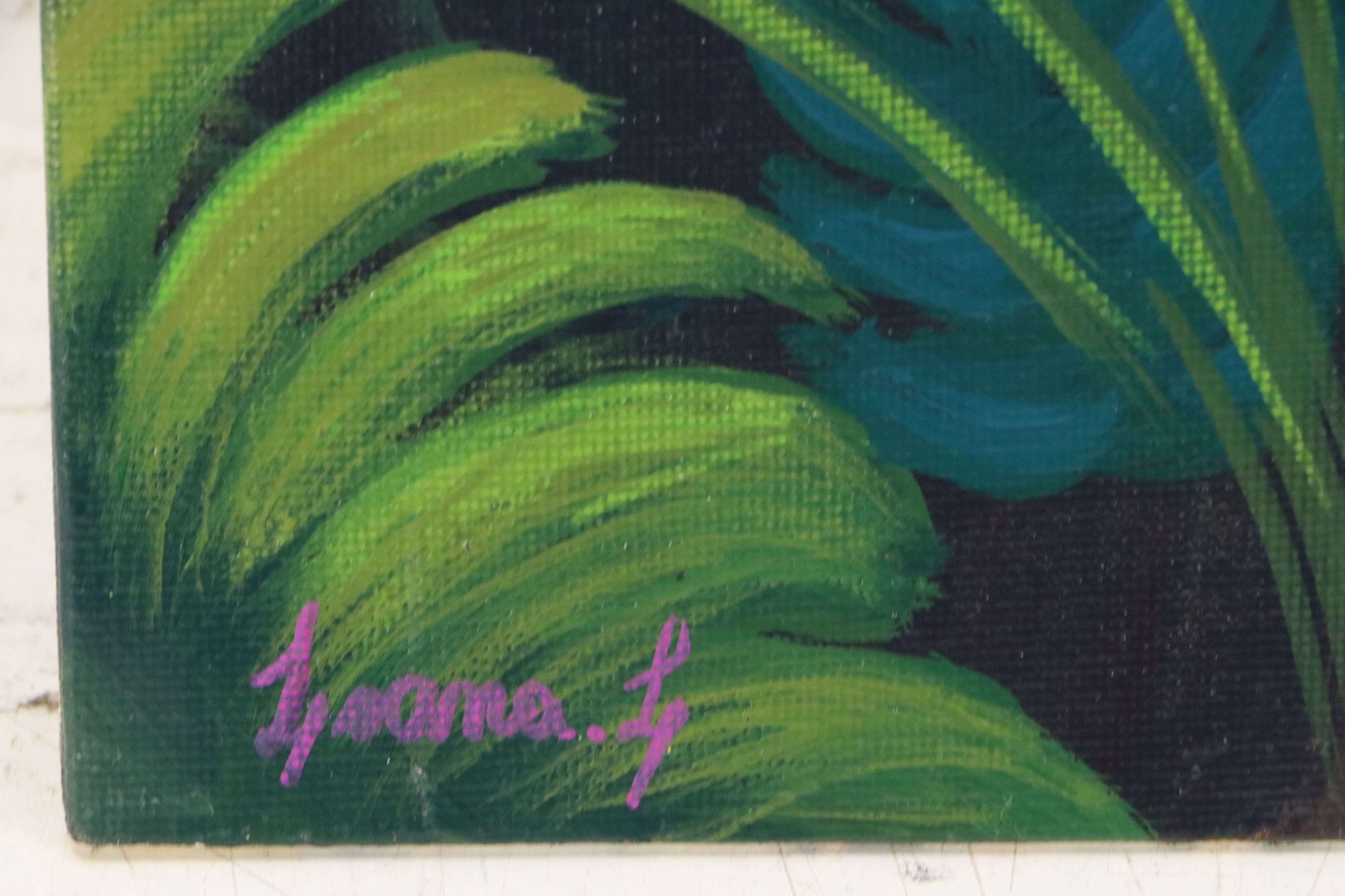 Loana Lopez Oil Portrait Painting of Girl with Macaw