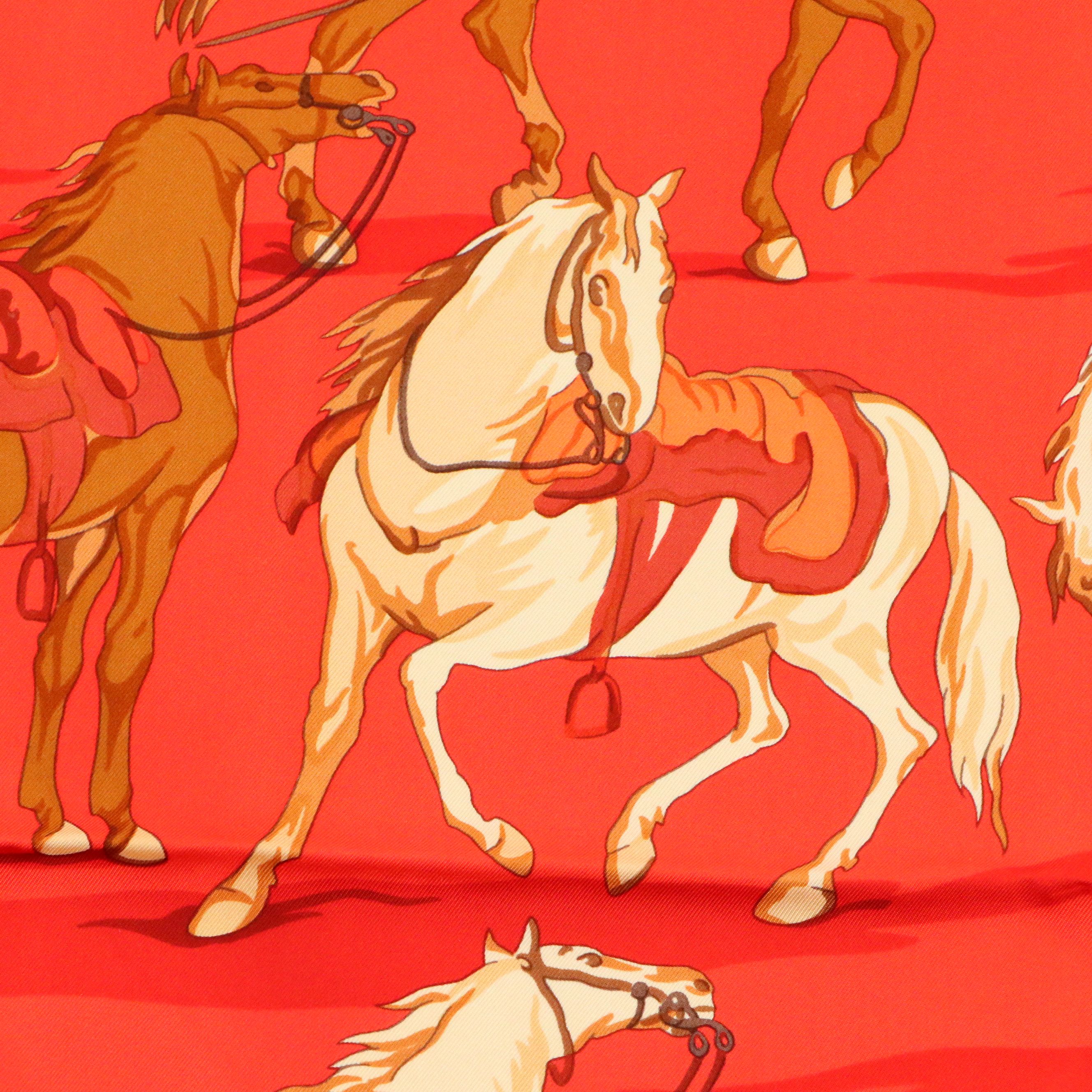 Hermès "Les Chevaux D’Après Van Der Meulen" Silk Twill Scarf 90 in Box