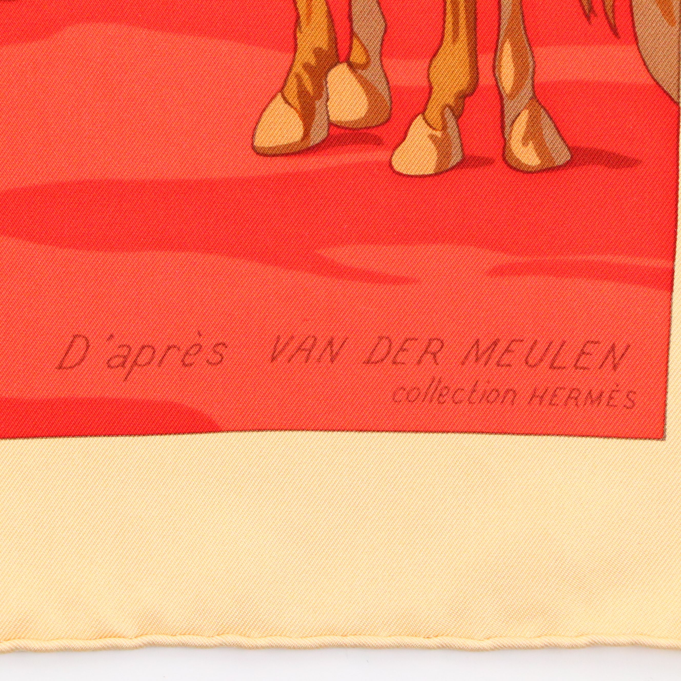 Hermès "Les Chevaux D’Après Van Der Meulen" Silk Twill Scarf 90 in Box