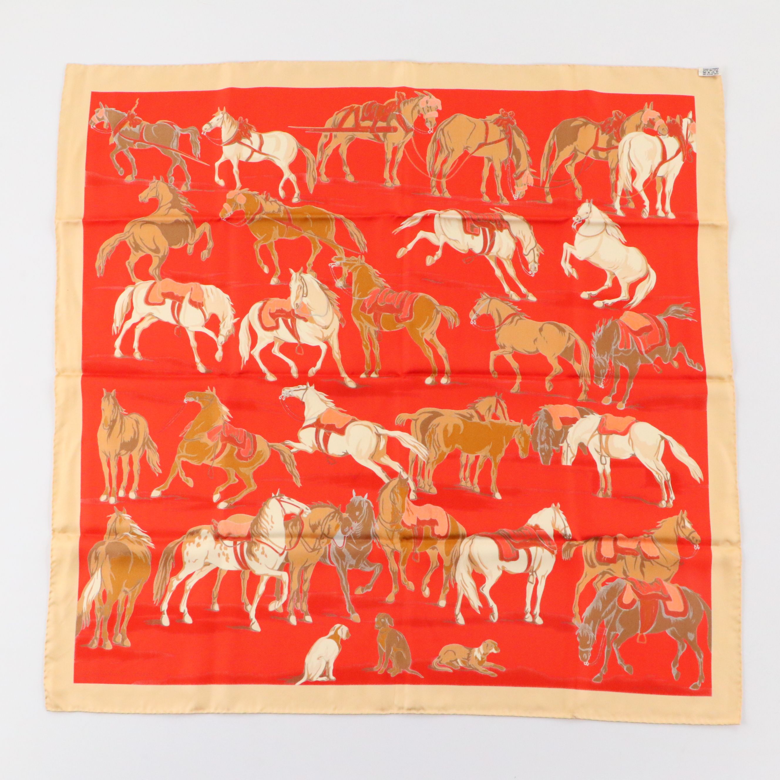 Hermès "Les Chevaux D’Après Van Der Meulen" Silk Twill Scarf 90 in Box