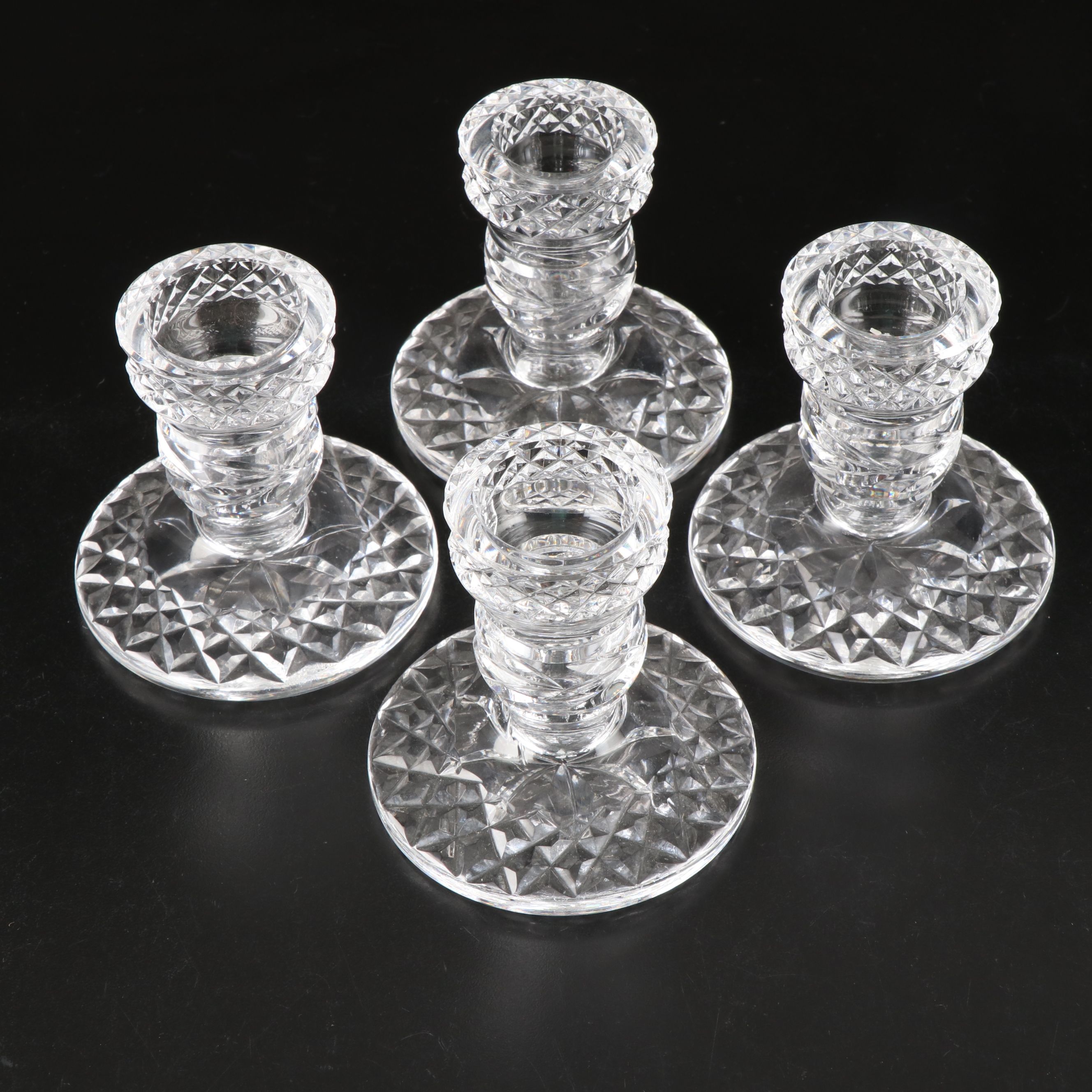 Waterford Crystal "Glandore" Single-Light Candlesticks, Late 20th Century