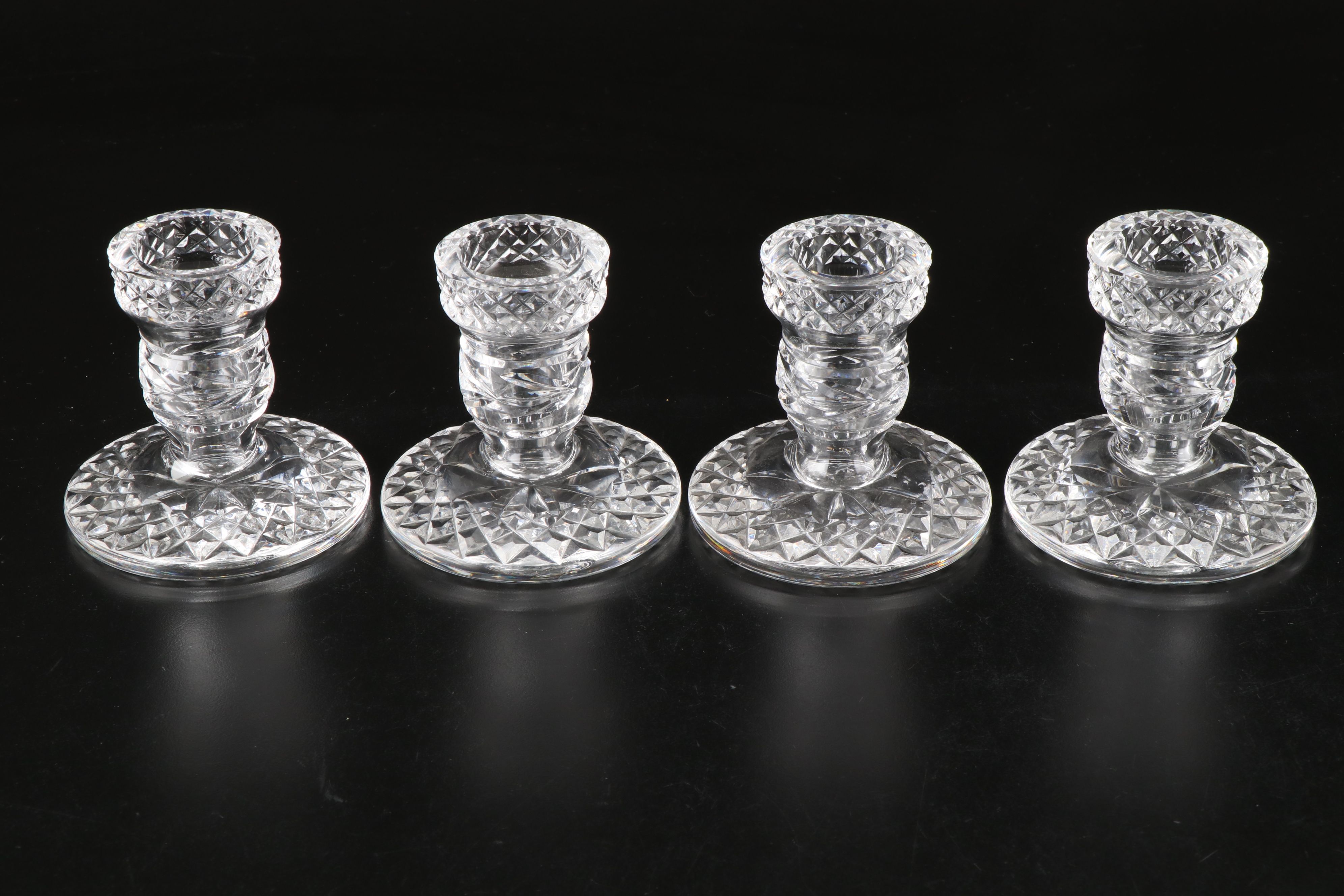 Waterford Crystal "Glandore" Single-Light Candlesticks, Late 20th Century
