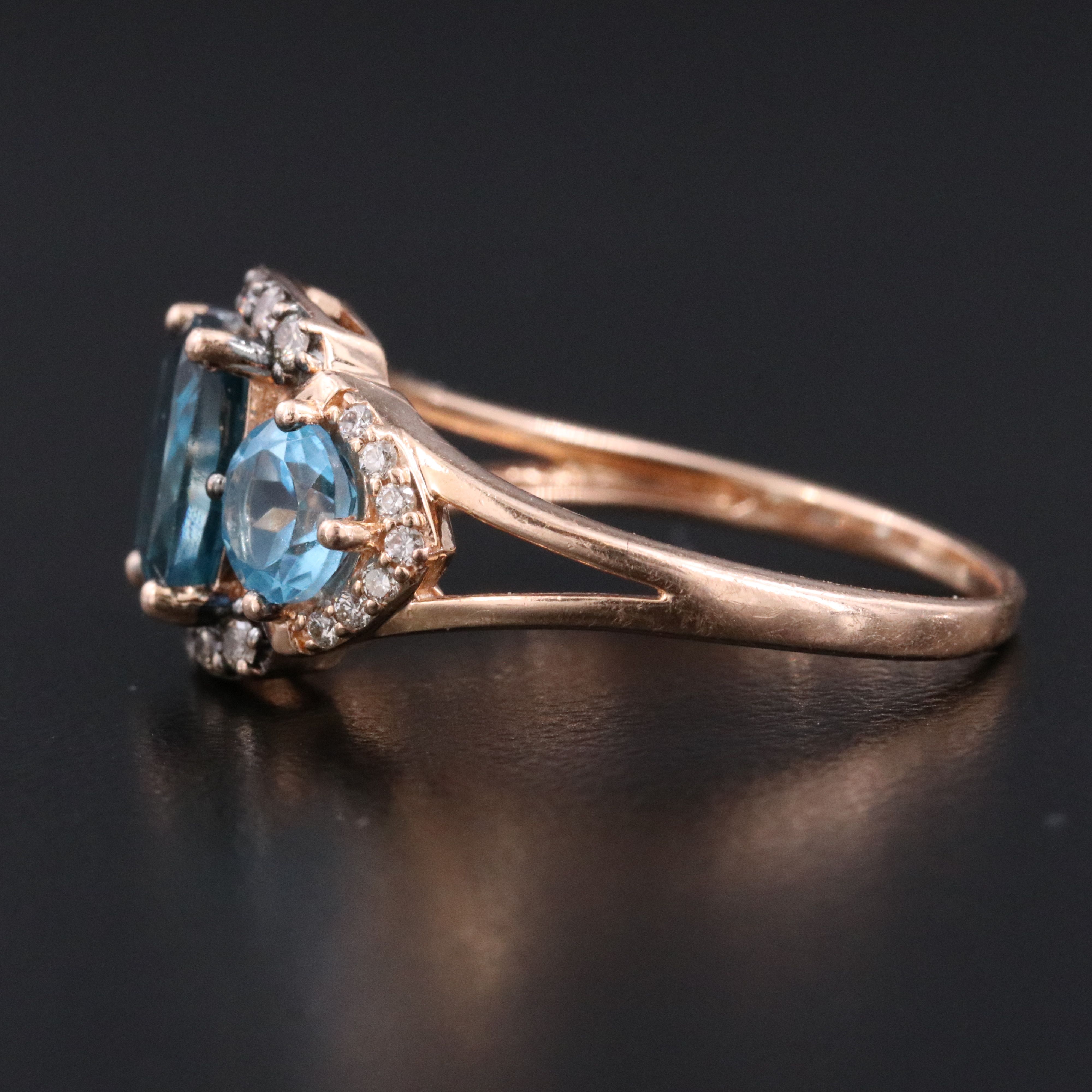Le Vian 14K Rose Gold London Blue Topaz, Swiss Blue Toapz and Diamond Ring