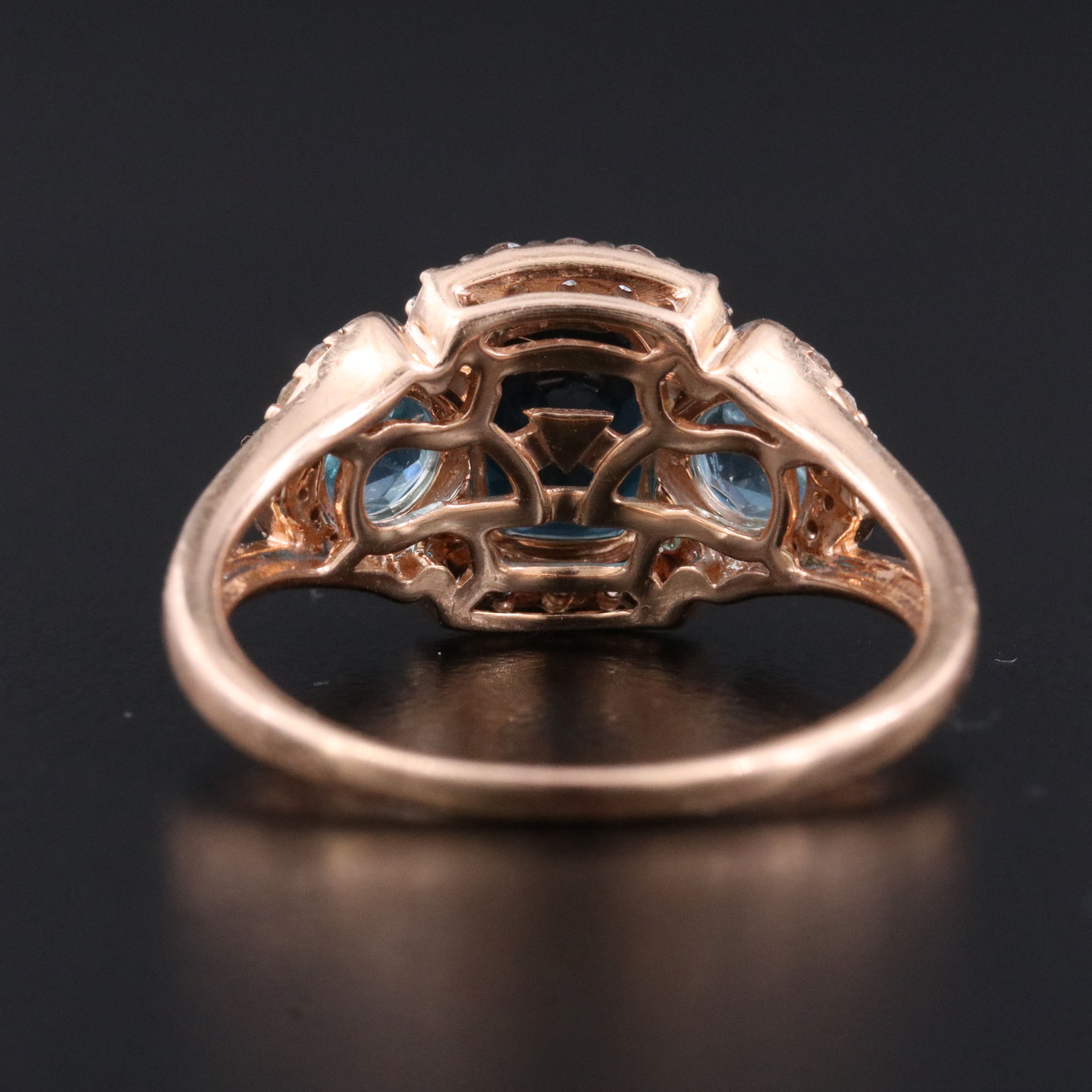 Le Vian 14K Rose Gold London Blue Topaz, Swiss Blue Toapz and Diamond Ring