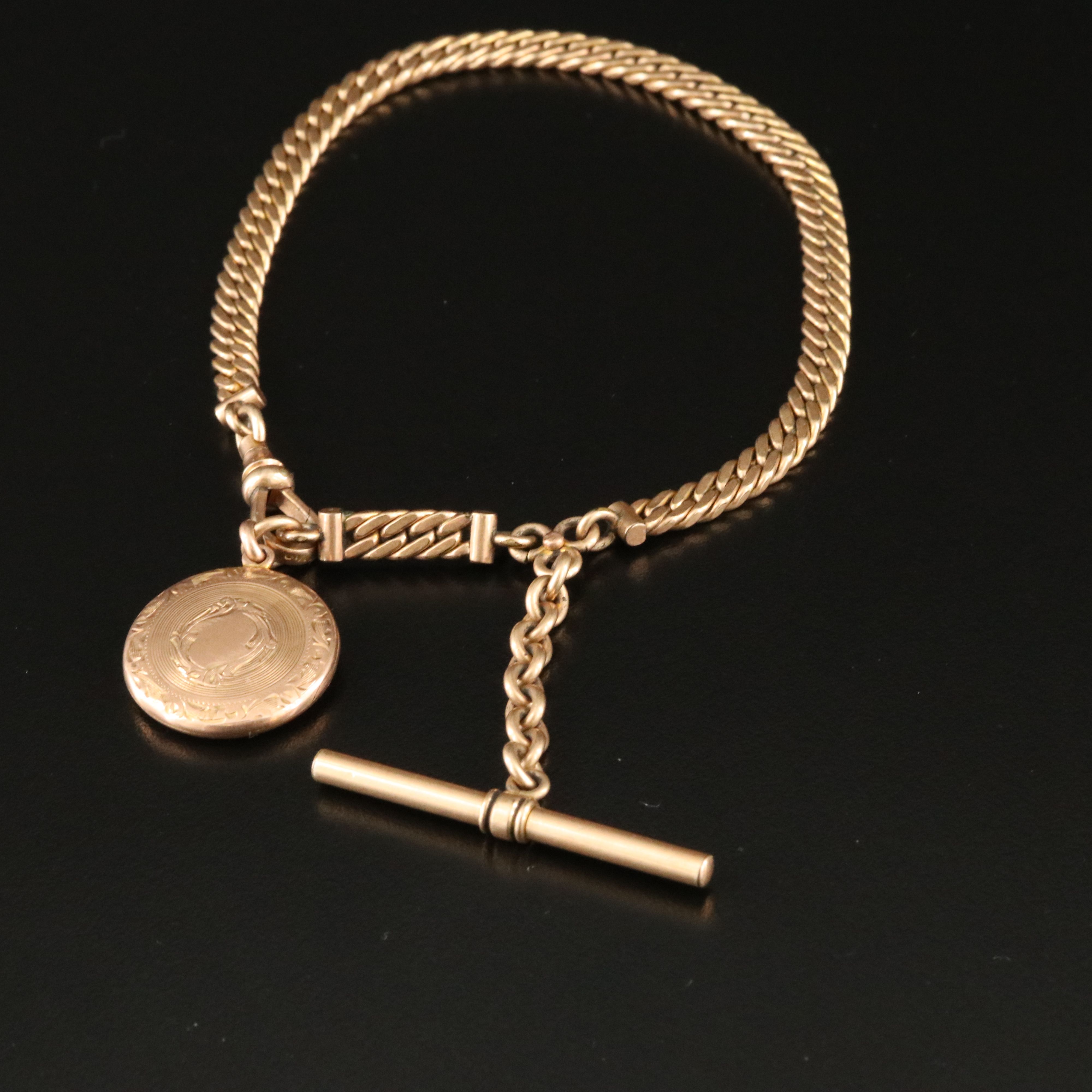 Vintage Simmons Gold-Filled Watch Chain with Locket
