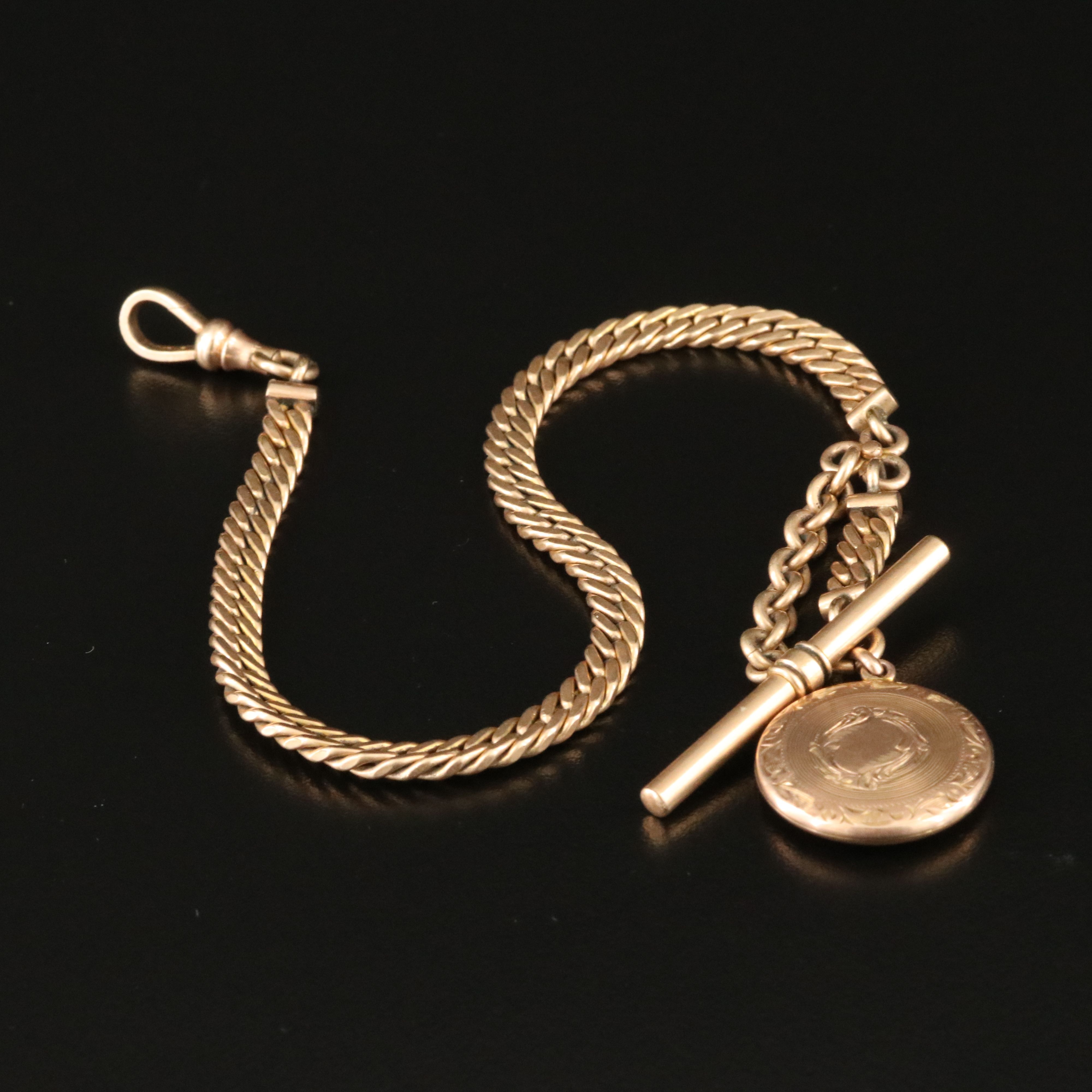 Vintage Simmons Gold-Filled Watch Chain with Locket