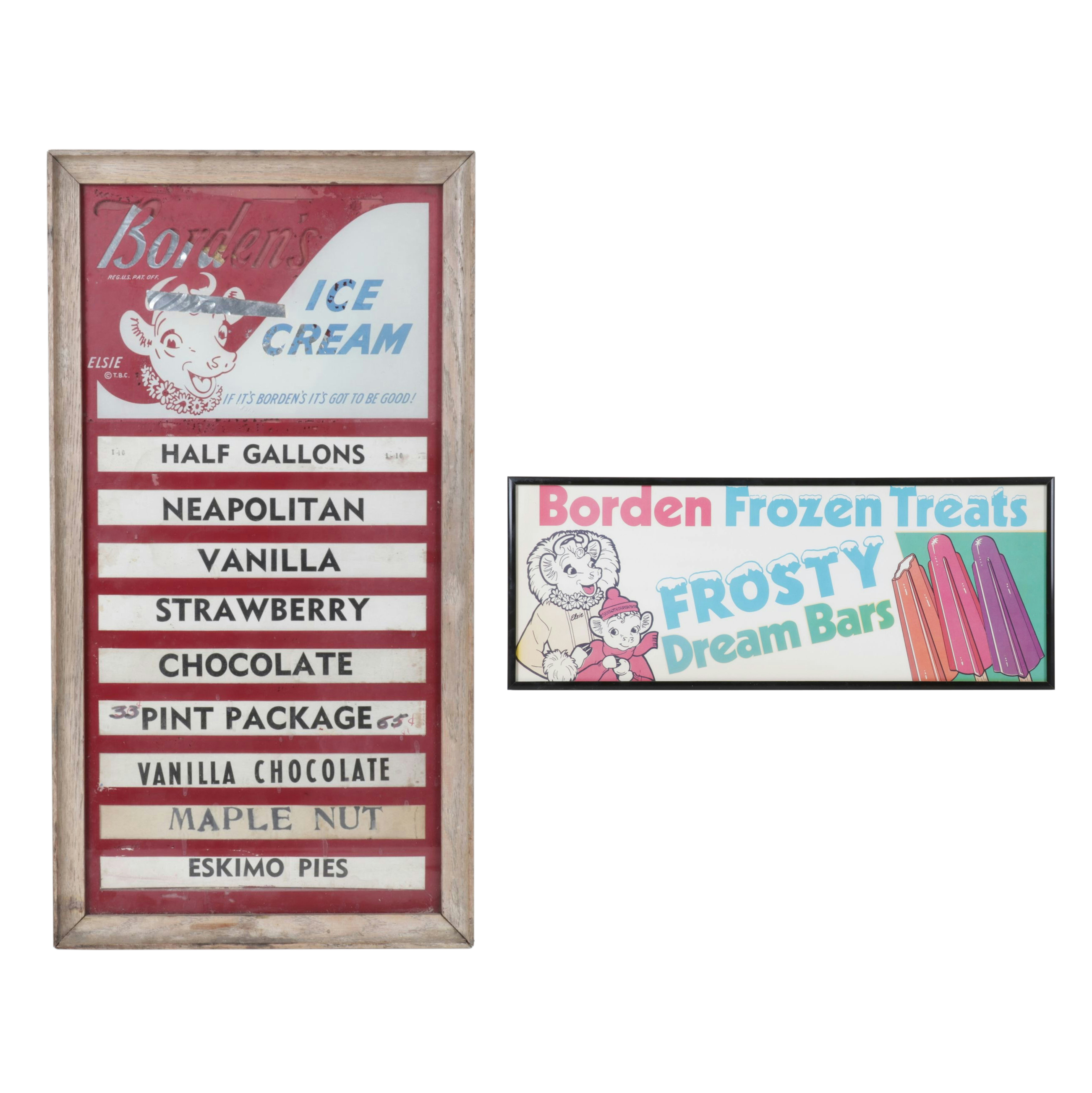 Borden's Dairy Ice Cream and Frozen Treat Display Posters