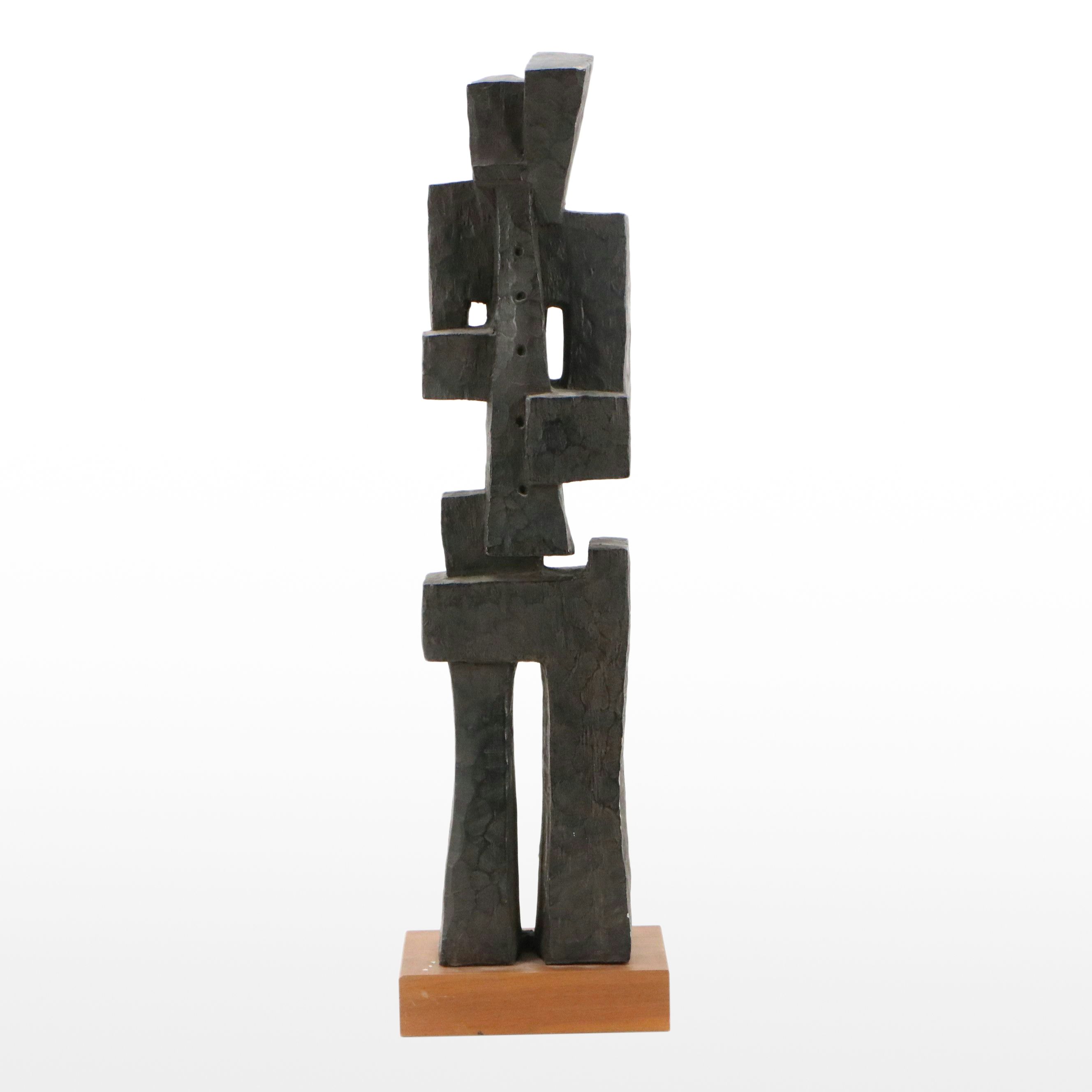 Austin Productions Cast Durastone Cubist Sculpture Musician, Circa 1970