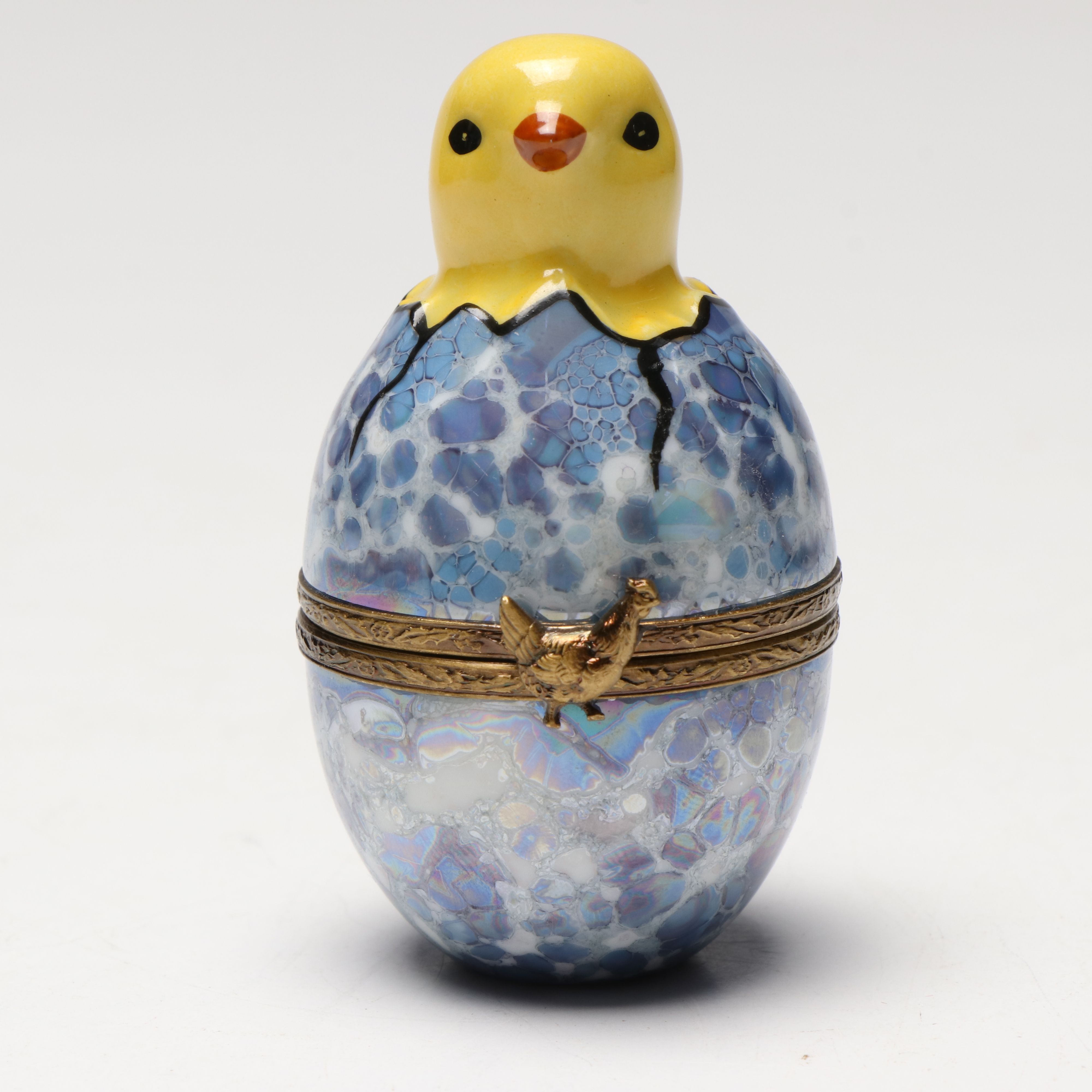 French Limoges Hand-Painted Porcelain Hatching Chick Box