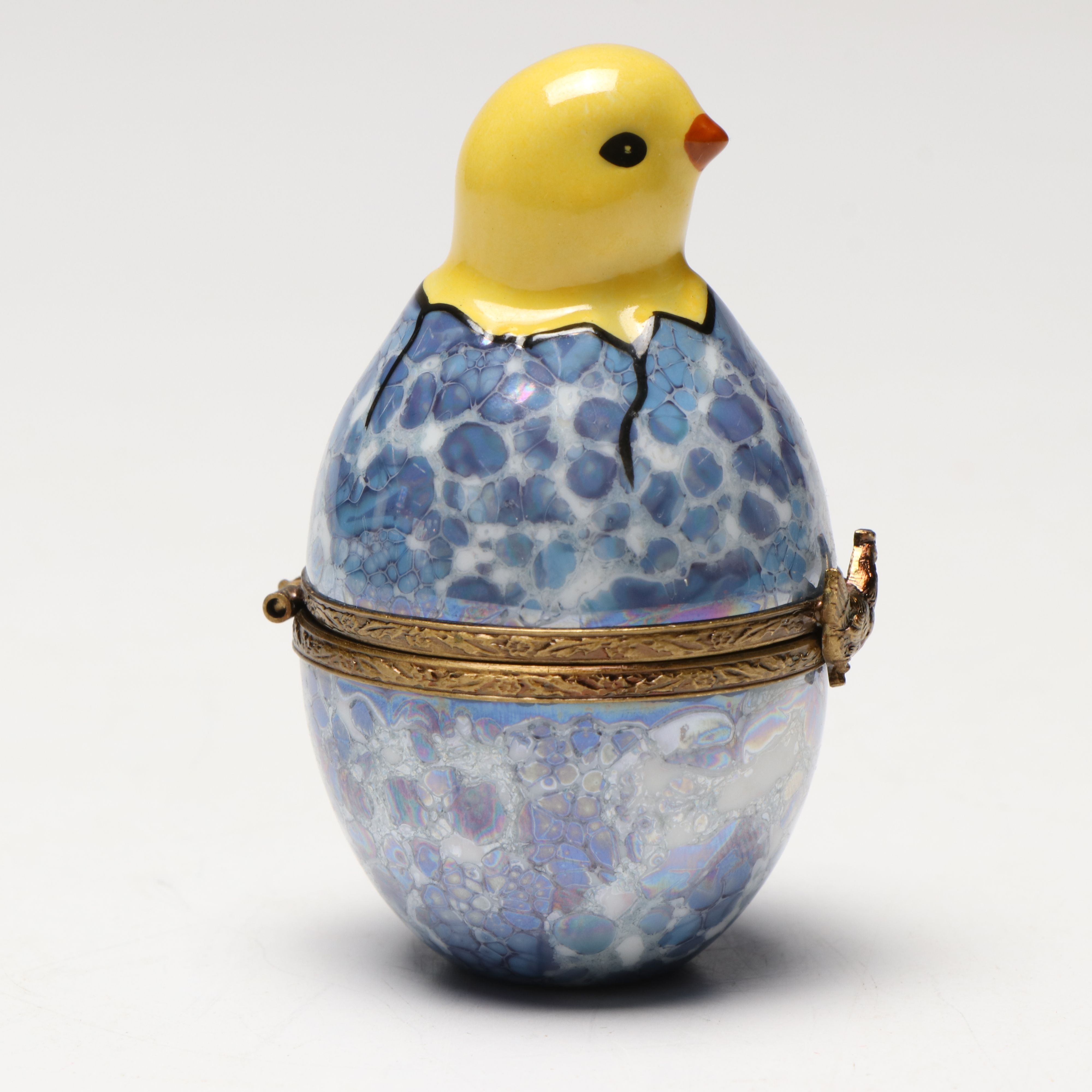 French Limoges Hand-Painted Porcelain Hatching Chick Box