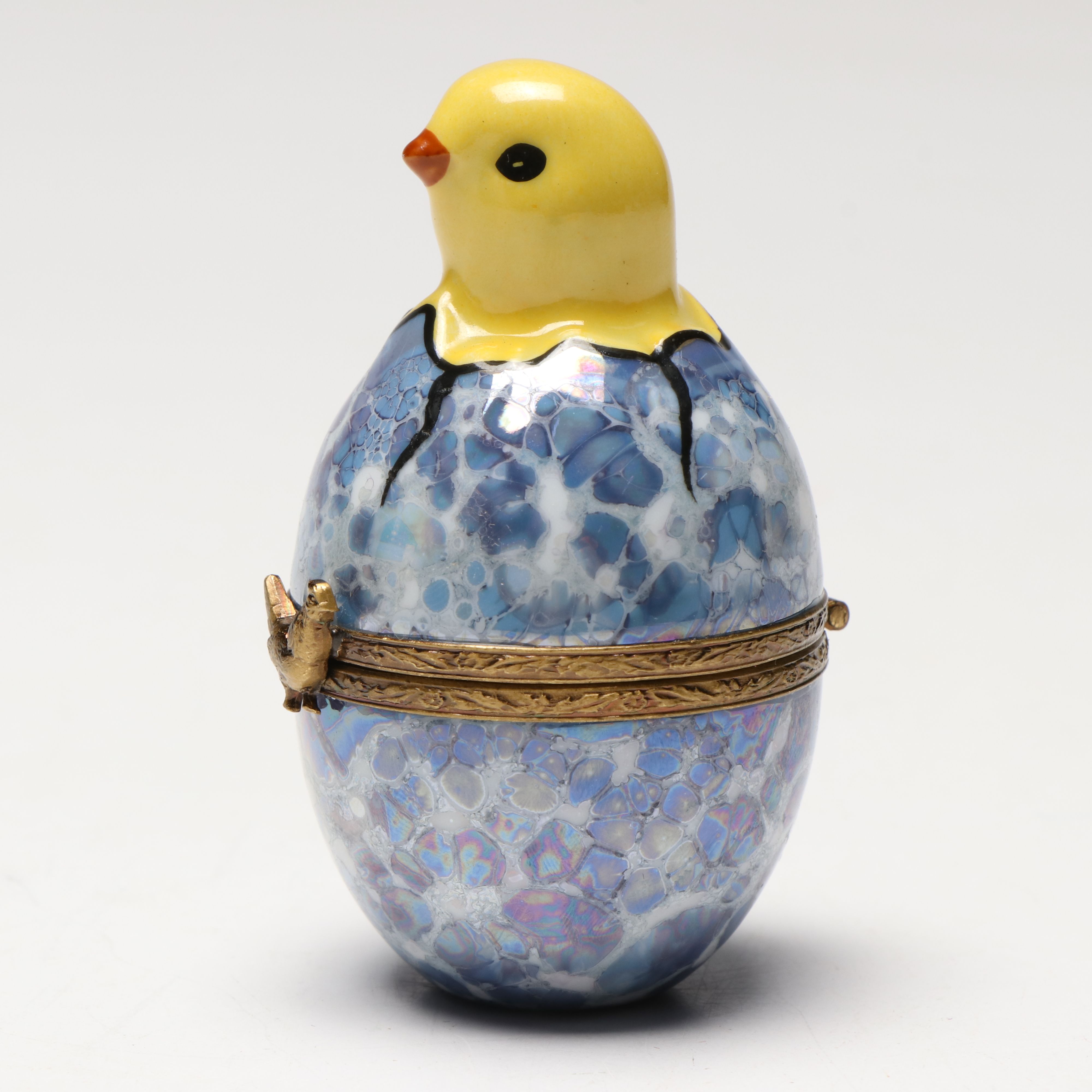 French Limoges Hand-Painted Porcelain Hatching Chick Box