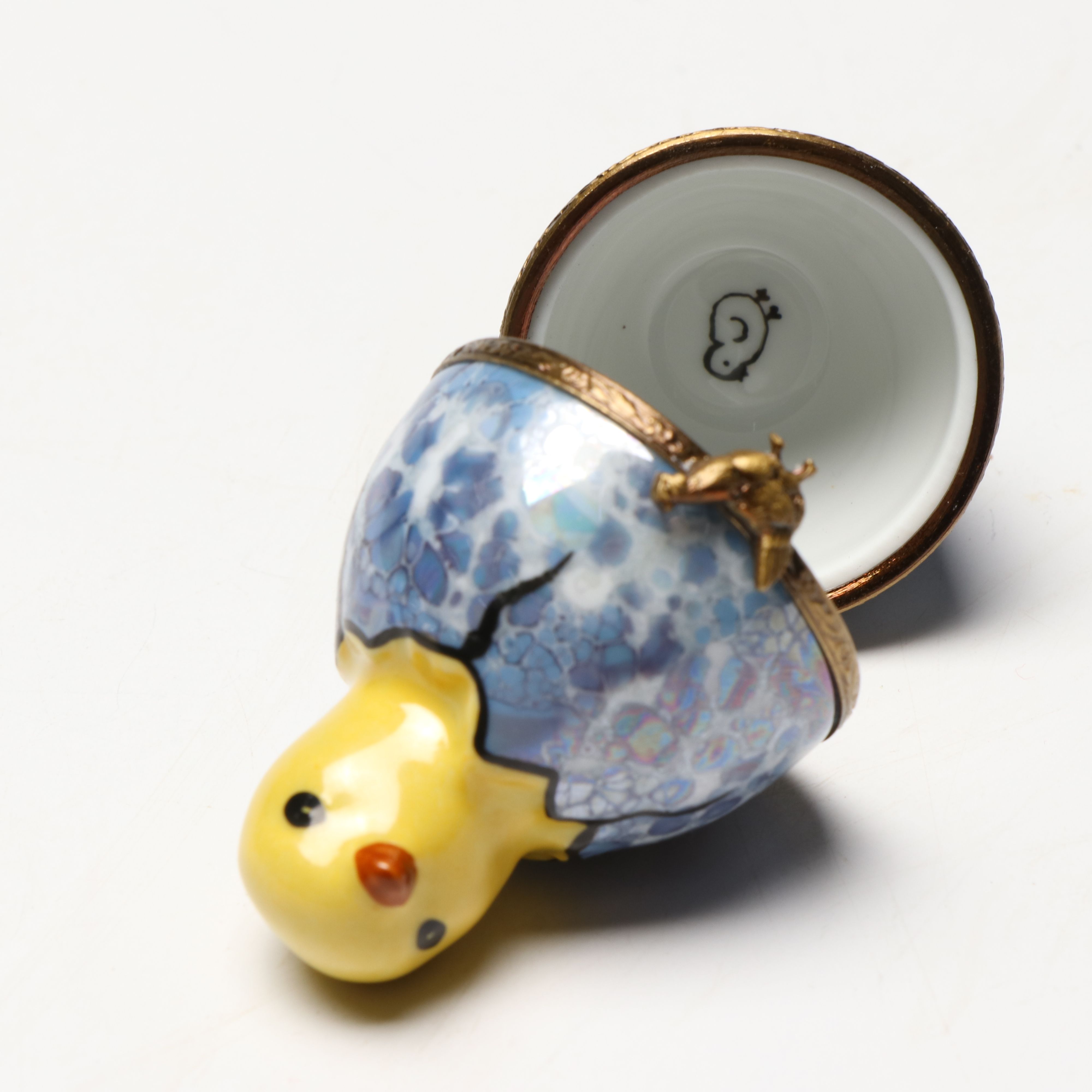 French Limoges Hand-Painted Porcelain Hatching Chick Box