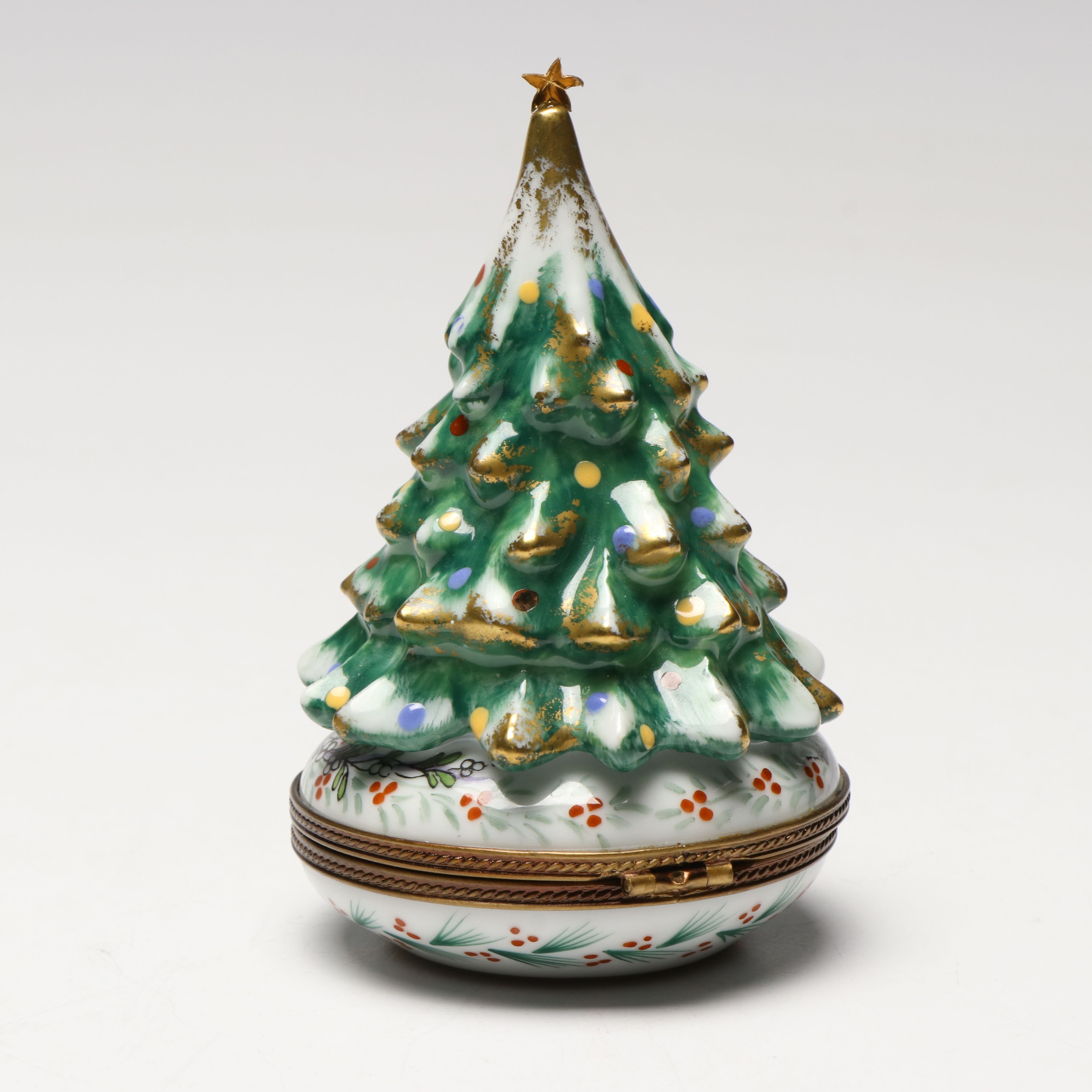 Parry Vielle French Limoges Hand-Painted Porcelain Christmas Tree Box