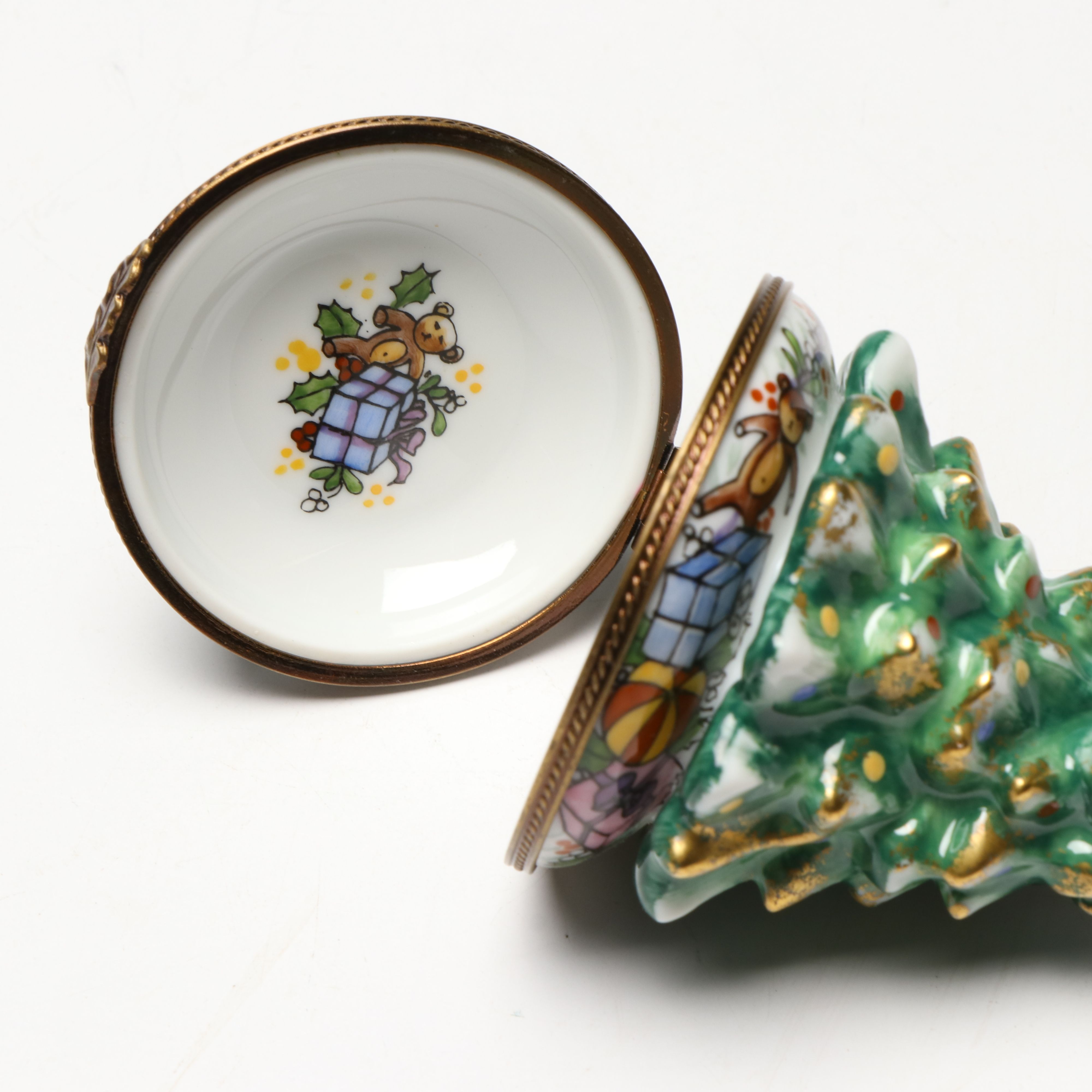 Parry Vielle French Limoges Hand-Painted Porcelain Christmas Tree Box
