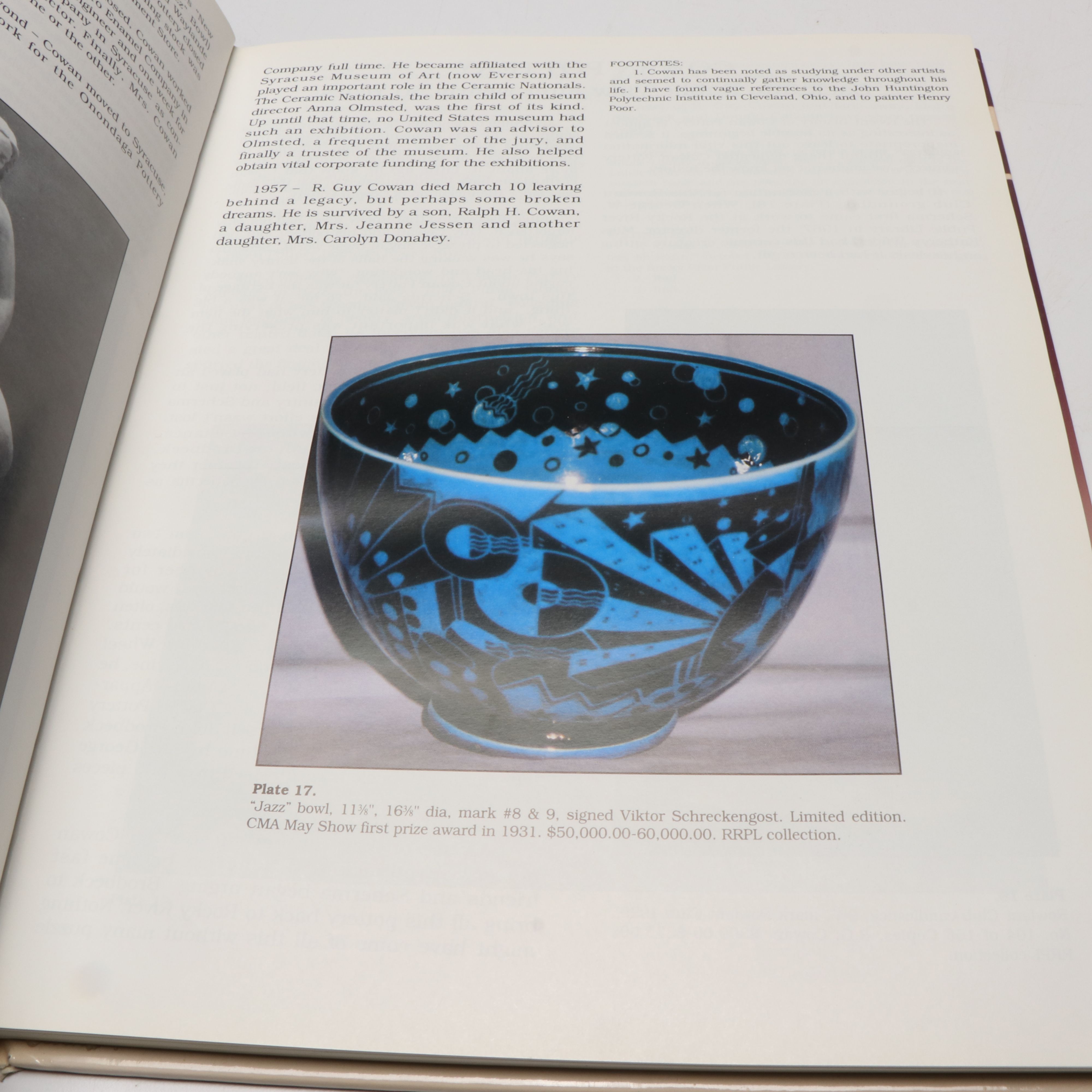 Ohio Made Cowan "Oriental Red" Vase with Cowan Pottery Collectors Book