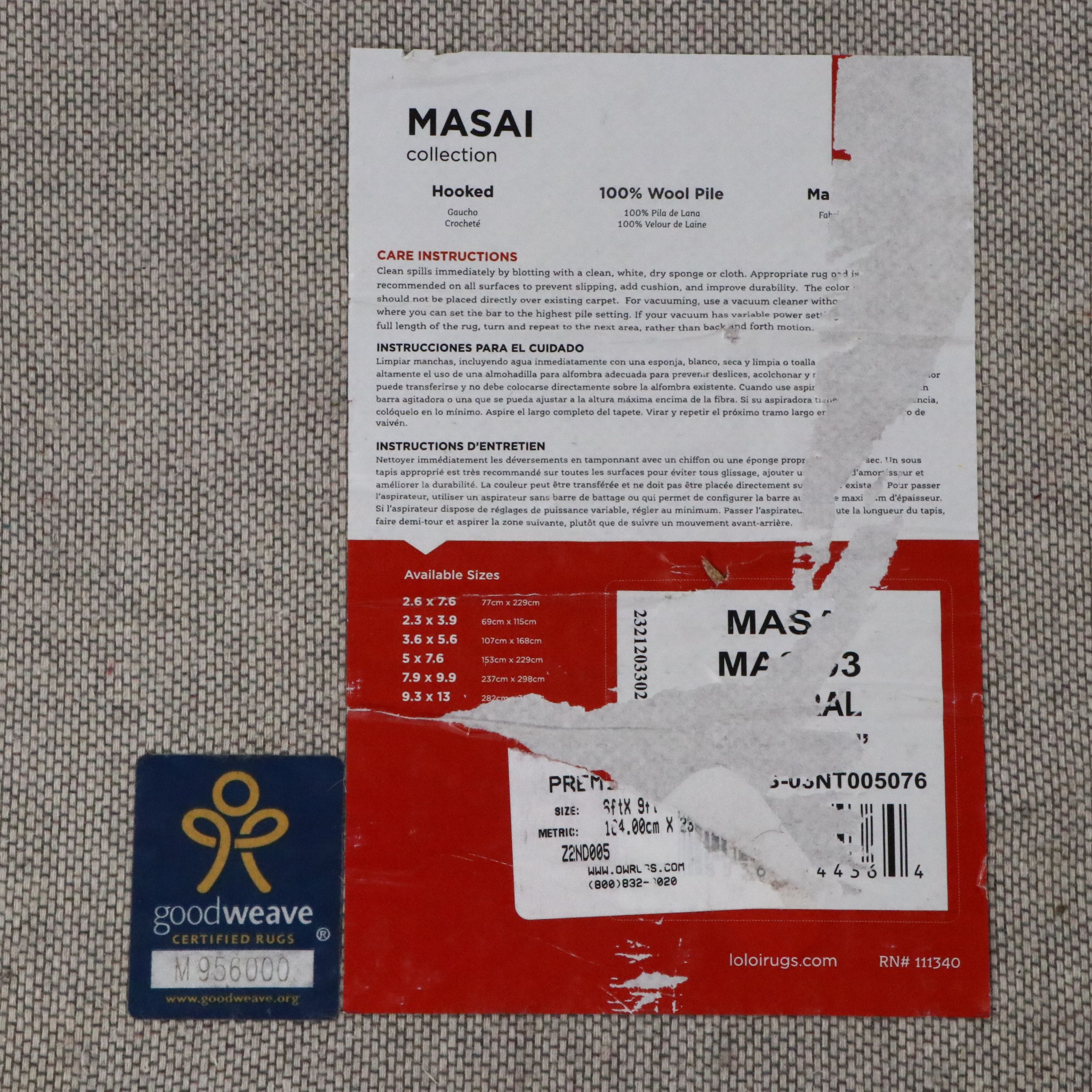 5' x 7'5 Hand-Hooked Loloi Rugs Masai Collection Area Rug