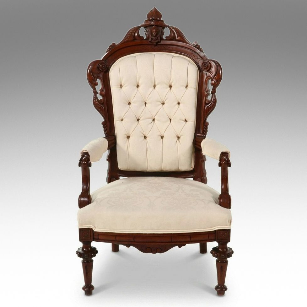 Victorian Renaissance Revival Carved Walnut Armchair, Attributed to John Jelliff