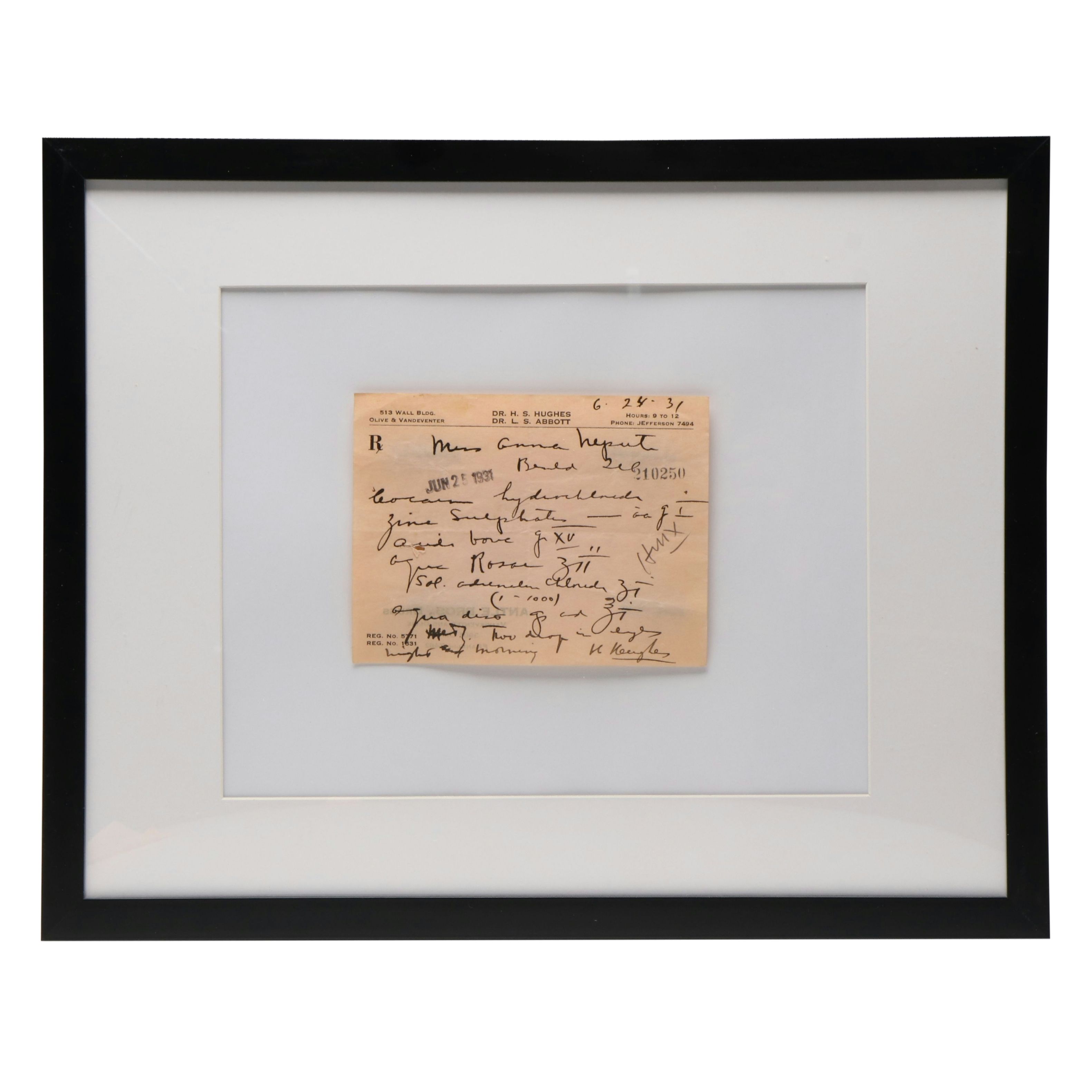 Prescription Form for Cocaine, 1931