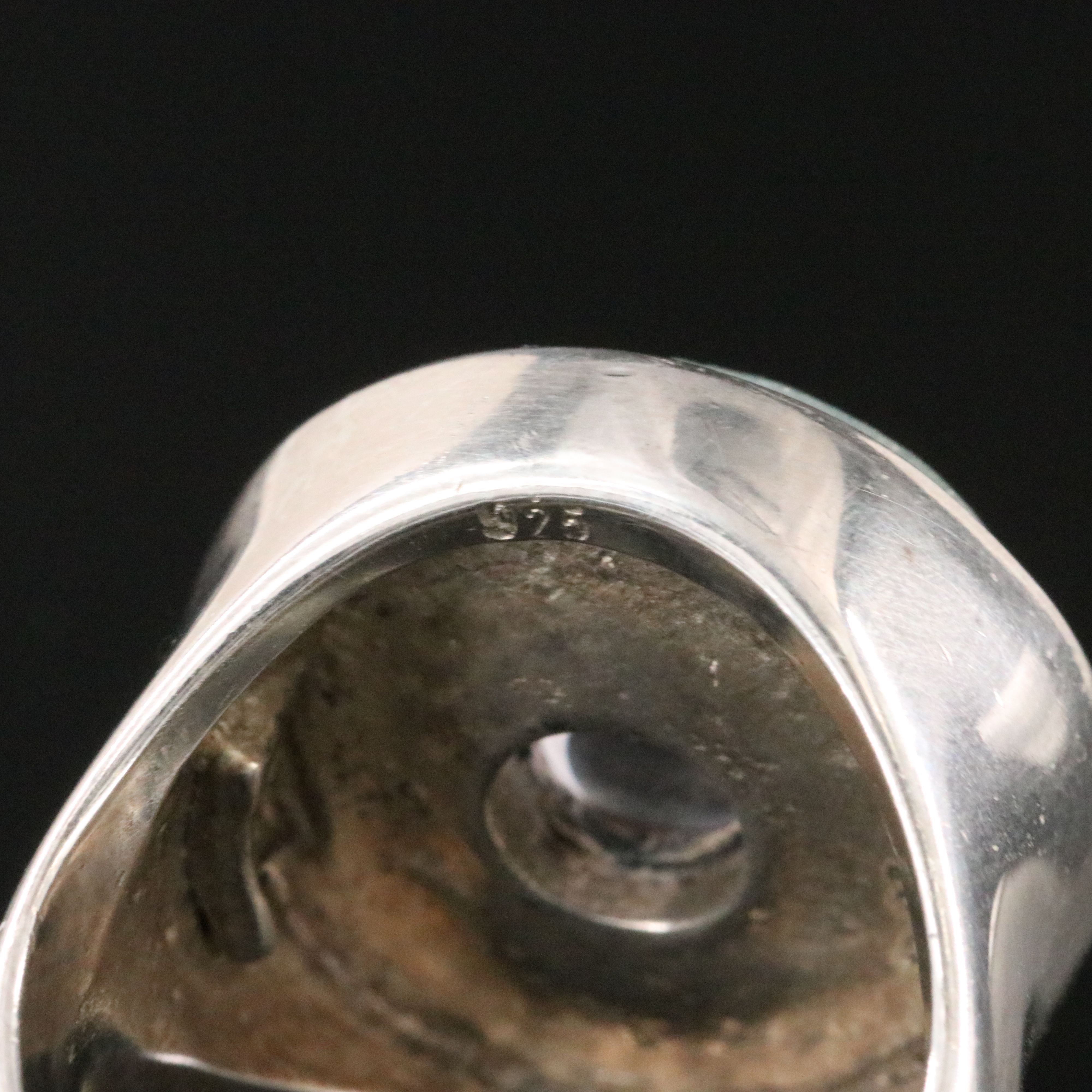 980 Silver Rock Crystal and Druzy Ring