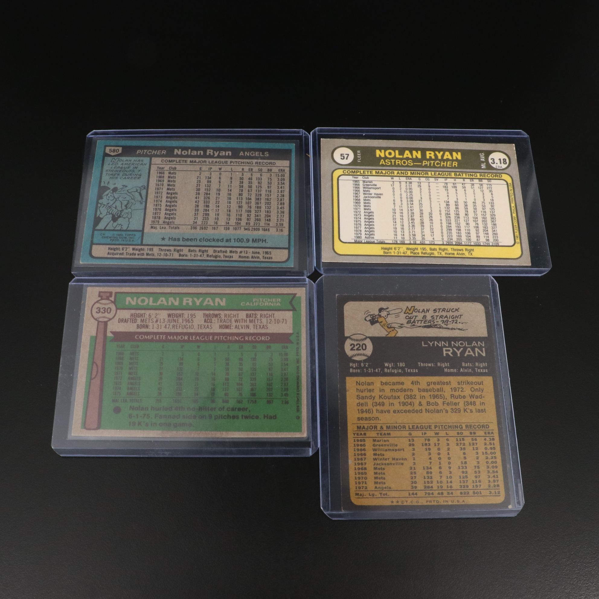 Topps and Fleer Nolan Ryan Baseball Cards, 1970s-1980s