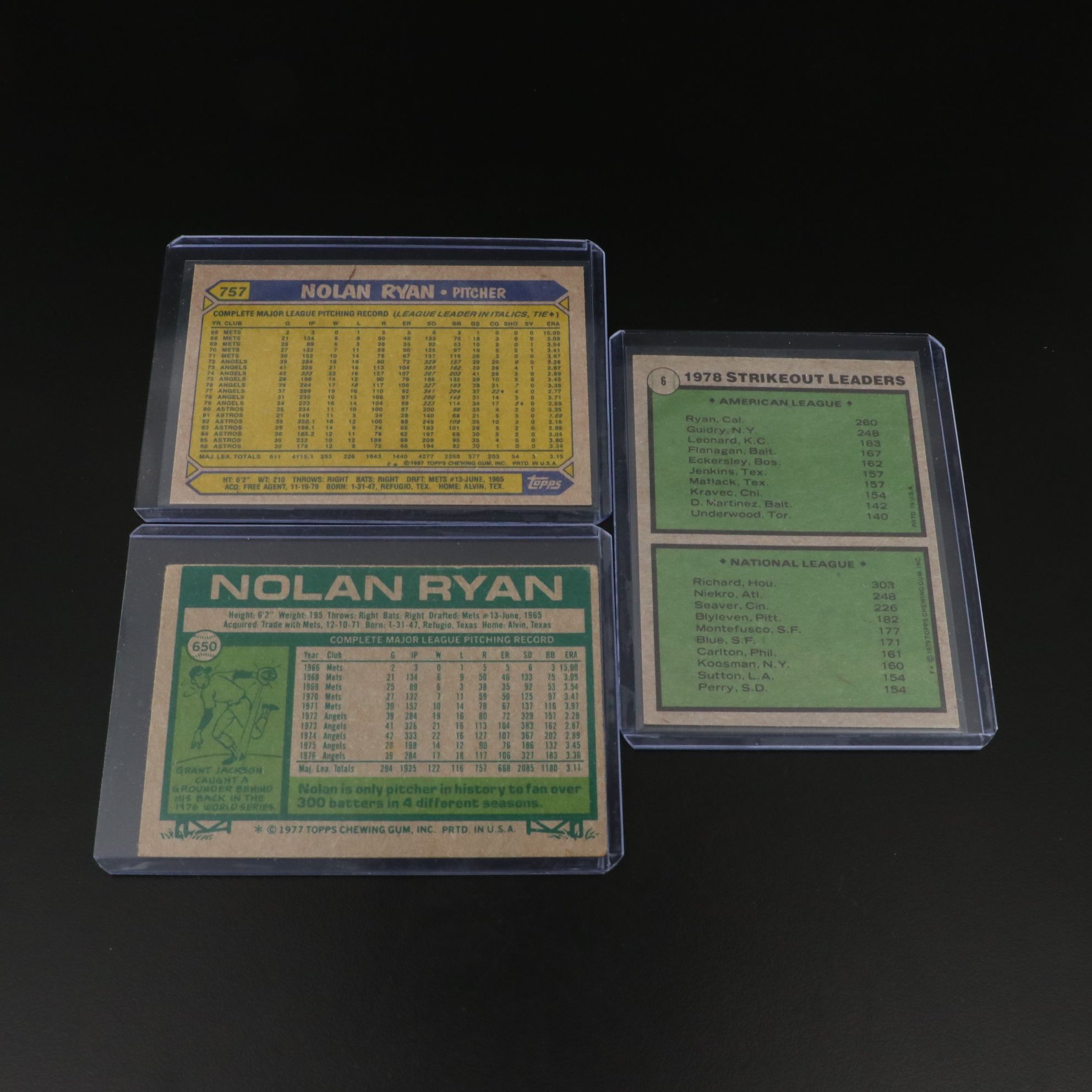 Topps and Fleer Nolan Ryan Baseball Cards, 1970s-1980s