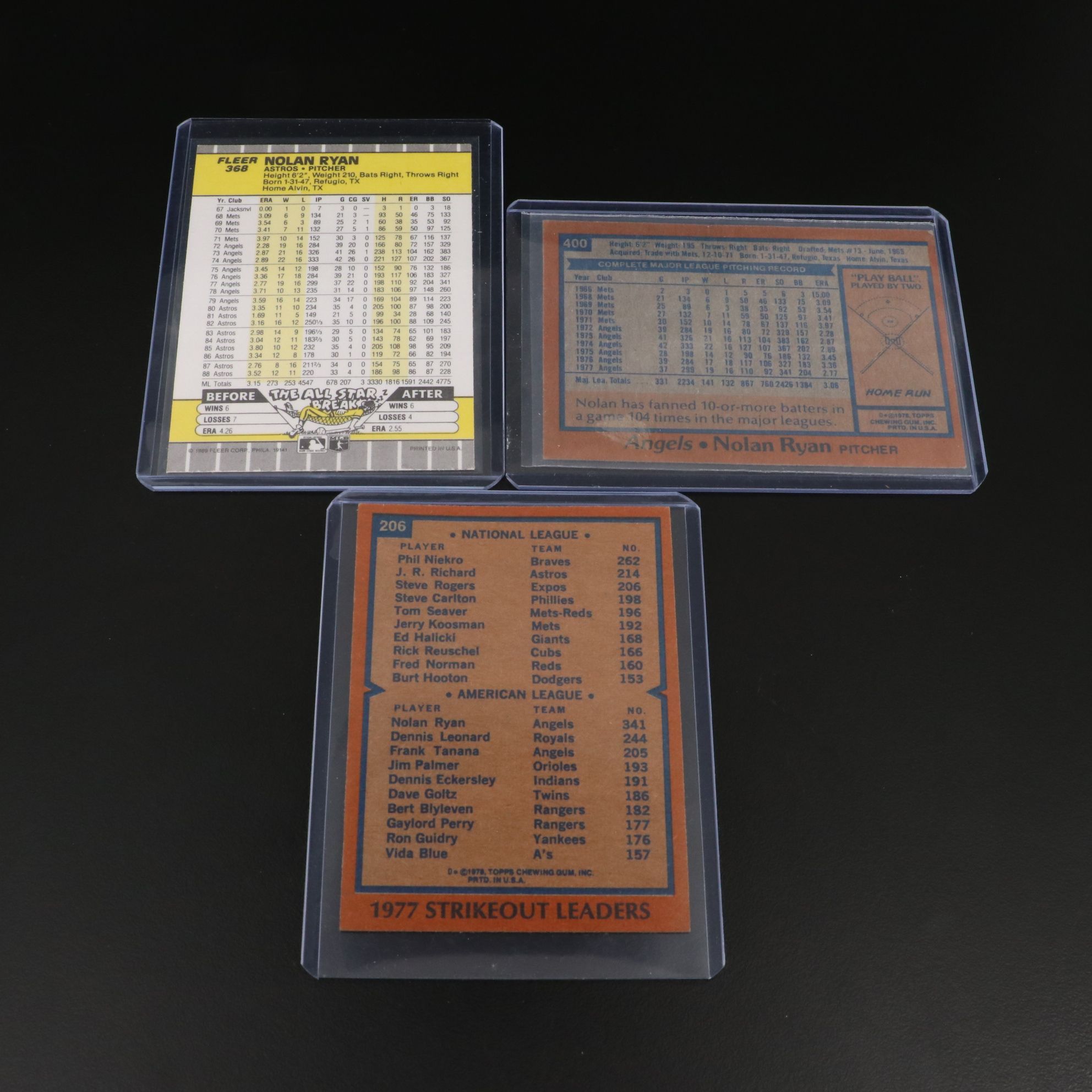 Topps and Fleer Nolan Ryan Baseball Cards, 1970s-1980s