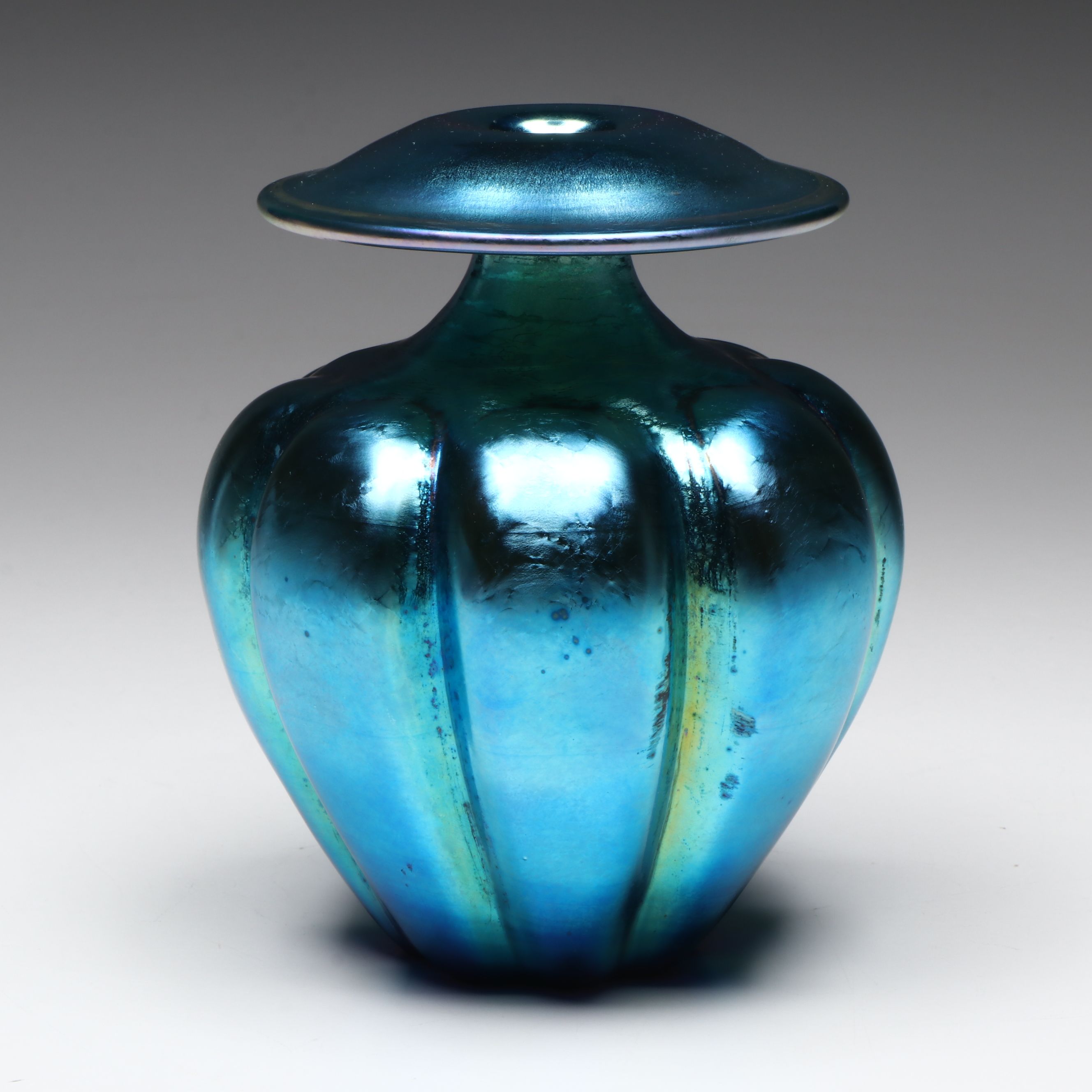 Frederick Carder for Steuben Blue Aurene Art Glass Lamp Body