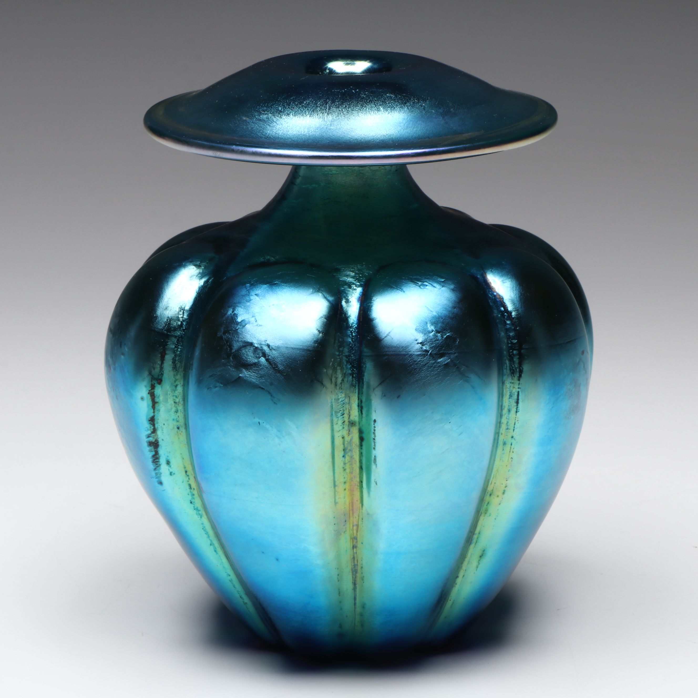 Frederick Carder for Steuben Blue Aurene Art Glass Lamp Body