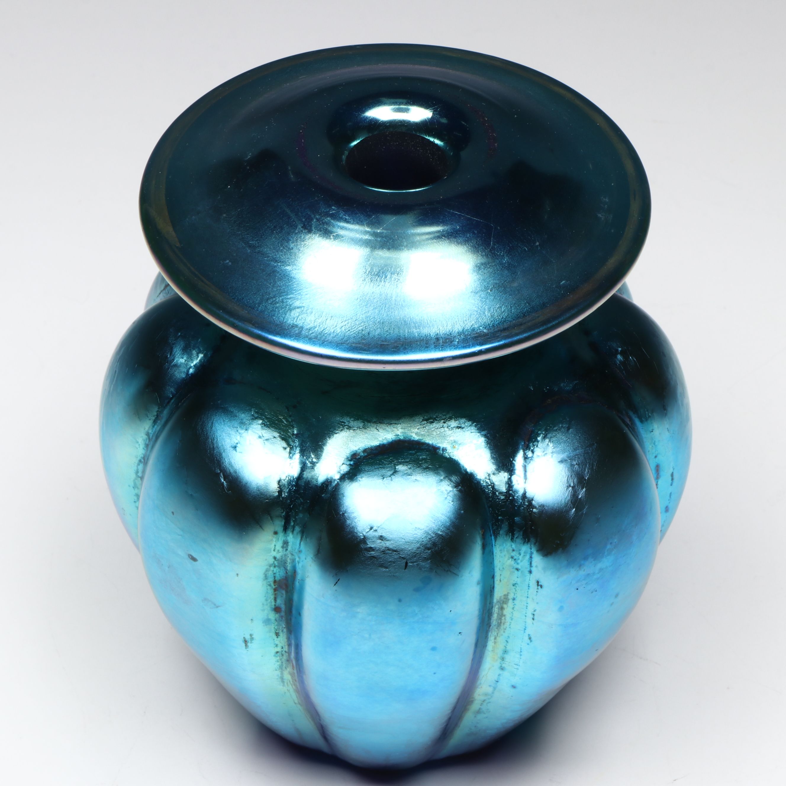 Frederick Carder for Steuben Blue Aurene Art Glass Lamp Body